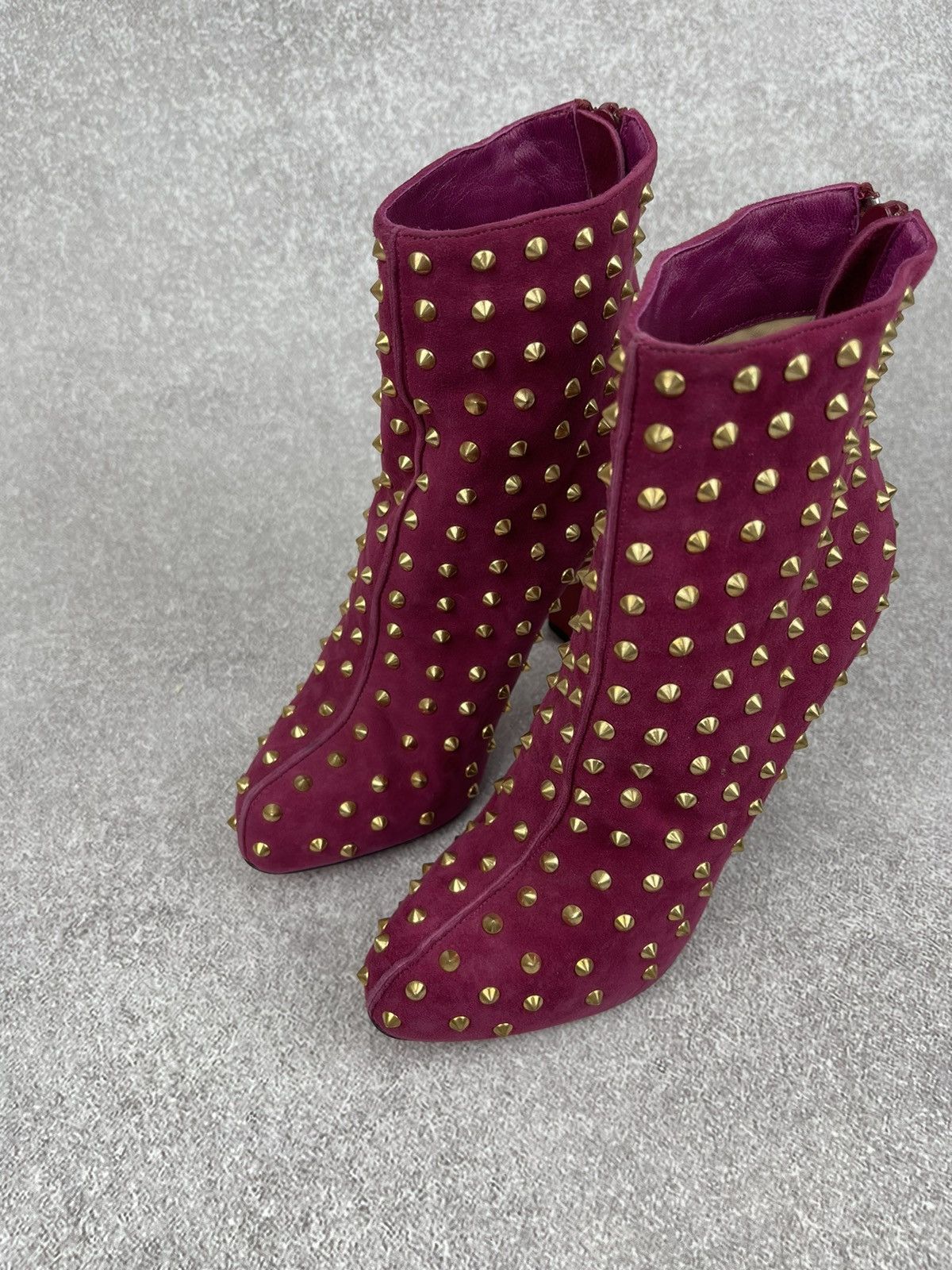 Christian Louboutin Christian Louboutin Ariella Clou Pink Suede Ankle Boots Size US 7.5 / IT 37.5 - 3 Thumbnail