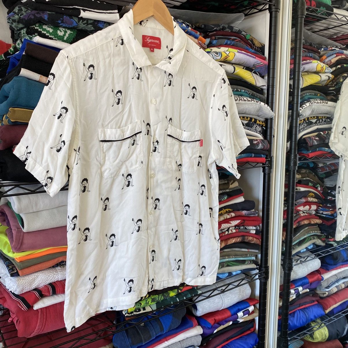 Supreme Supreme Betty Boop Rayon Button Up Shirt White 2016 Size US M / EU 48-50 / 2 - 3 Thumbnail