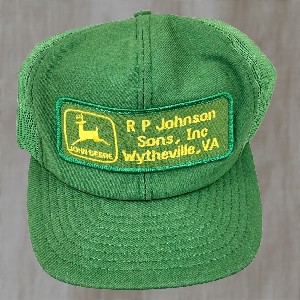 Vintage VINTAGE Louisville MFG Hat Mens One Size Green John Deere Trucker Cap Made USA 80s Tractor Patch Size ONE SIZE - 1 Thumbnail