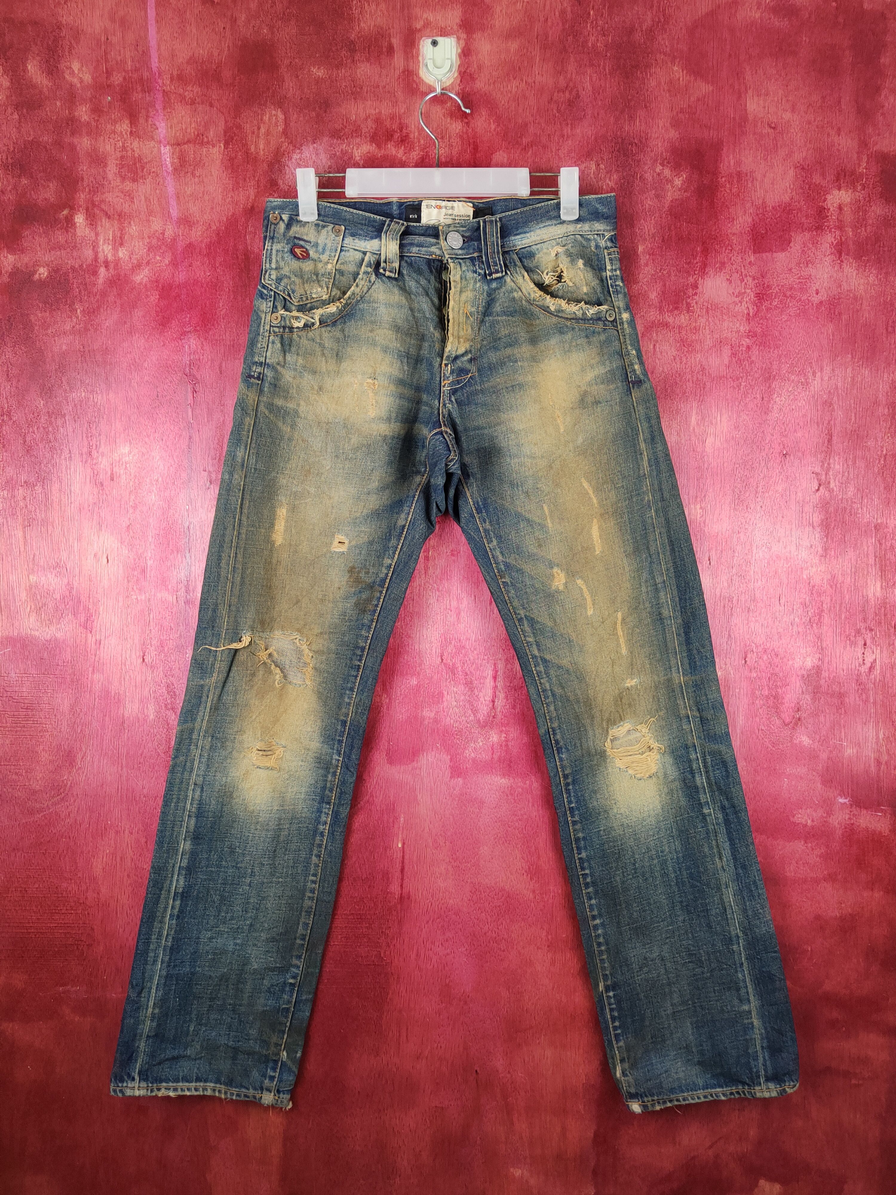 Energie D Energie Dark Blue Distressed faded jeans Denim #S1540 Size US 29 - 1 Thumbnail