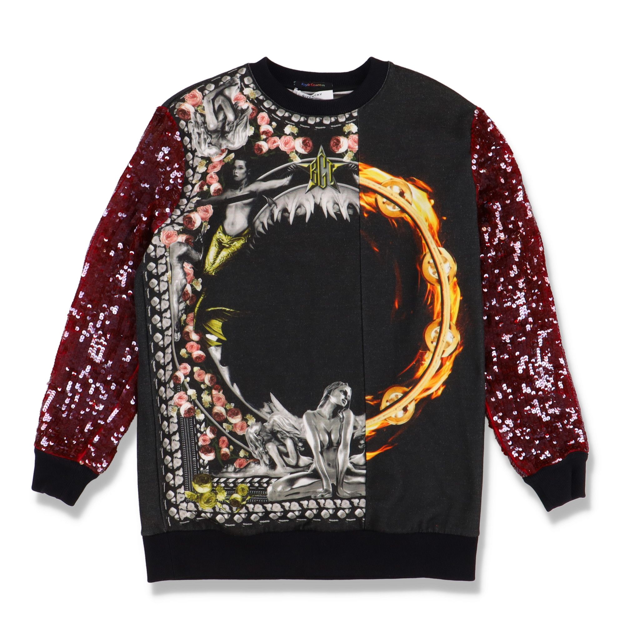 image of Givenchy Runway Jaws Printed Sequin Sleeves Sweatshirt in Black, Men's (Size XS)