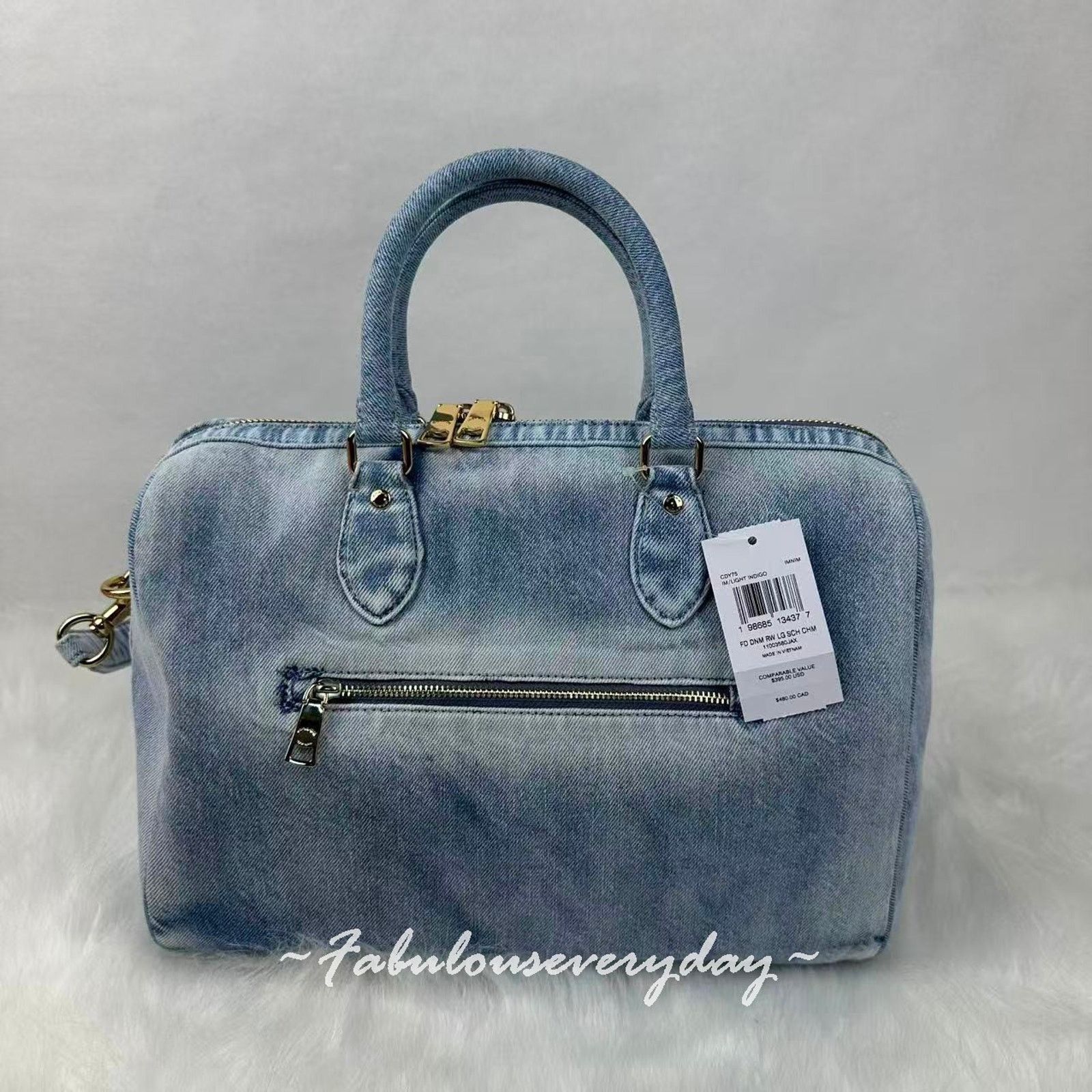 Coach Coach Rowan Large Satchel Loved Denim Charms Light Indigo Size ONE SIZE - 3 Thumbnail