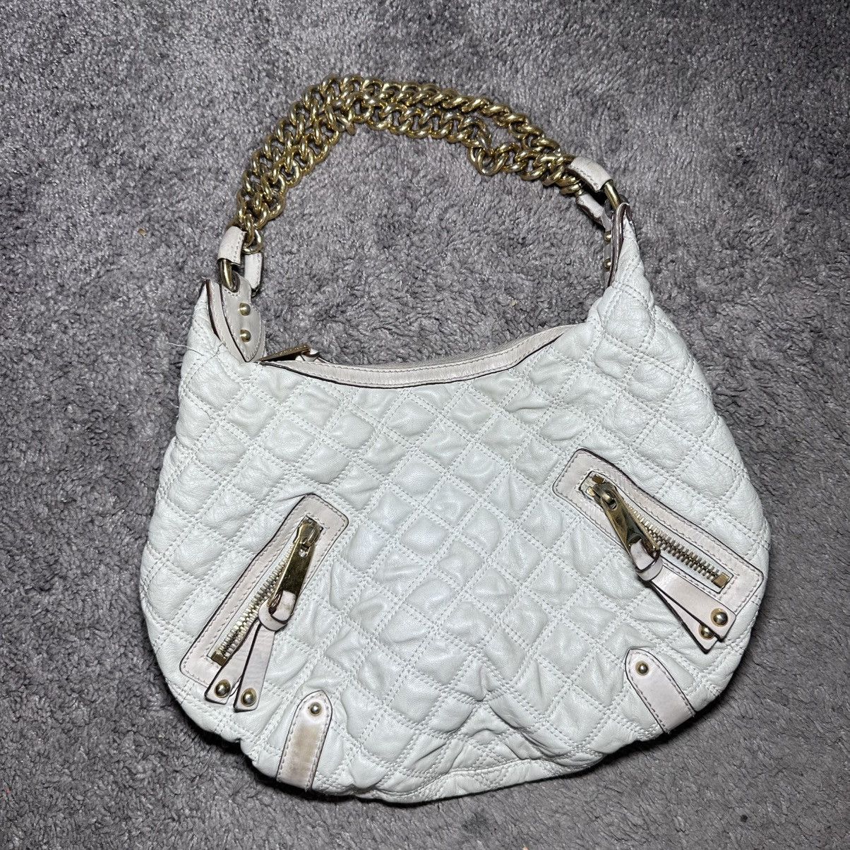 Vintage Marc Jacobs Cream Leather Quilted Bag Hobo Purse in Beige, Women's