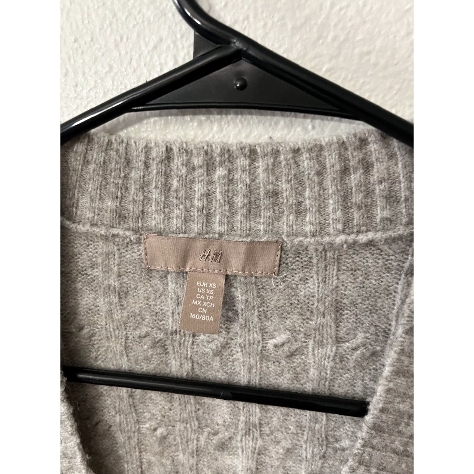 H&M H&M Womens Wool Blend Cardigan Gray Beige Size XS Jewel Button Sweater Size XS / US 0-2 / IT 36-38 - 3 Thumbnail