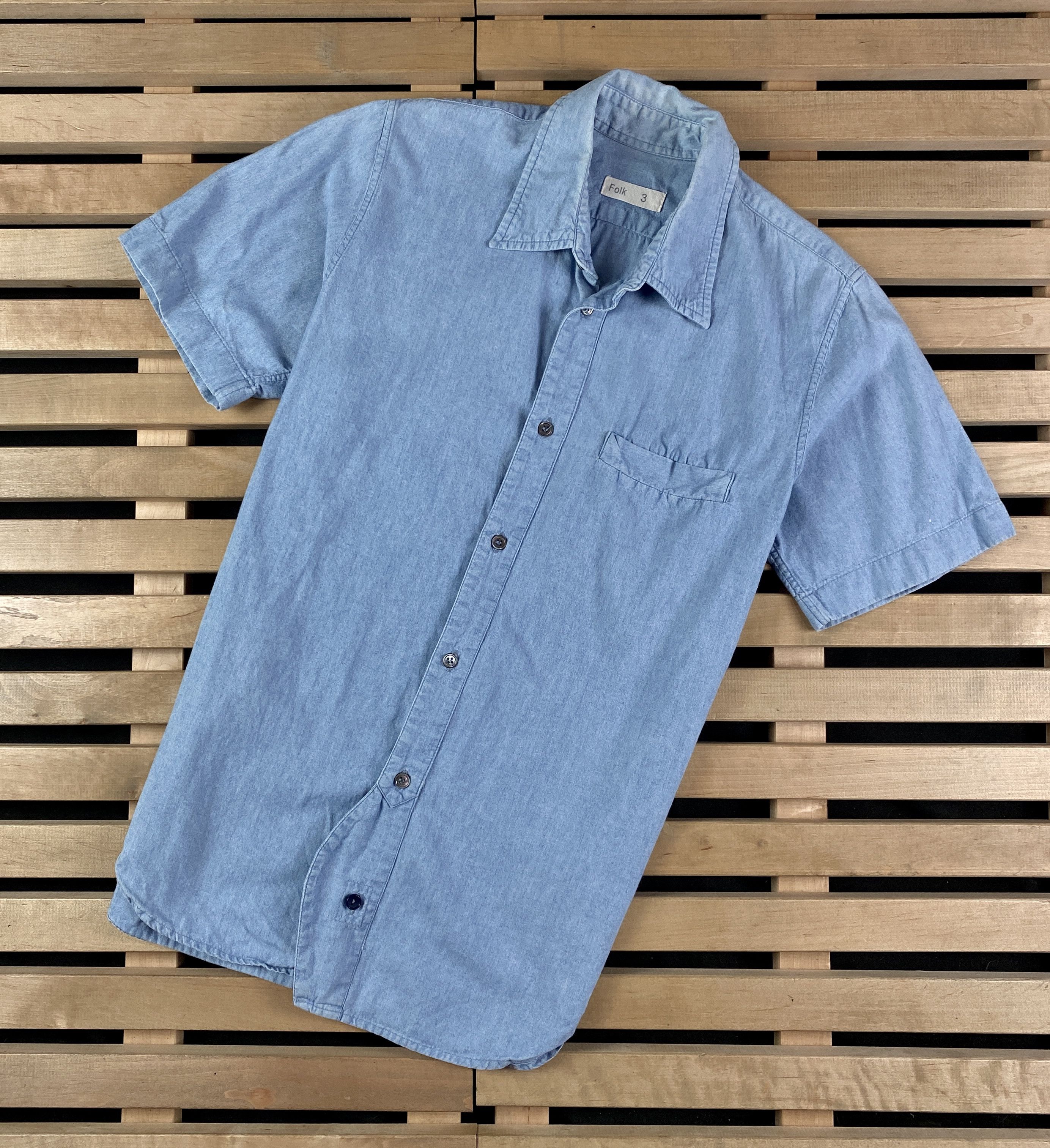 Folk Men’s Shirt Short Sleeve Folk Size 3 Blue Size US S / EU 44-46 / 1 - 1 Thumbnail