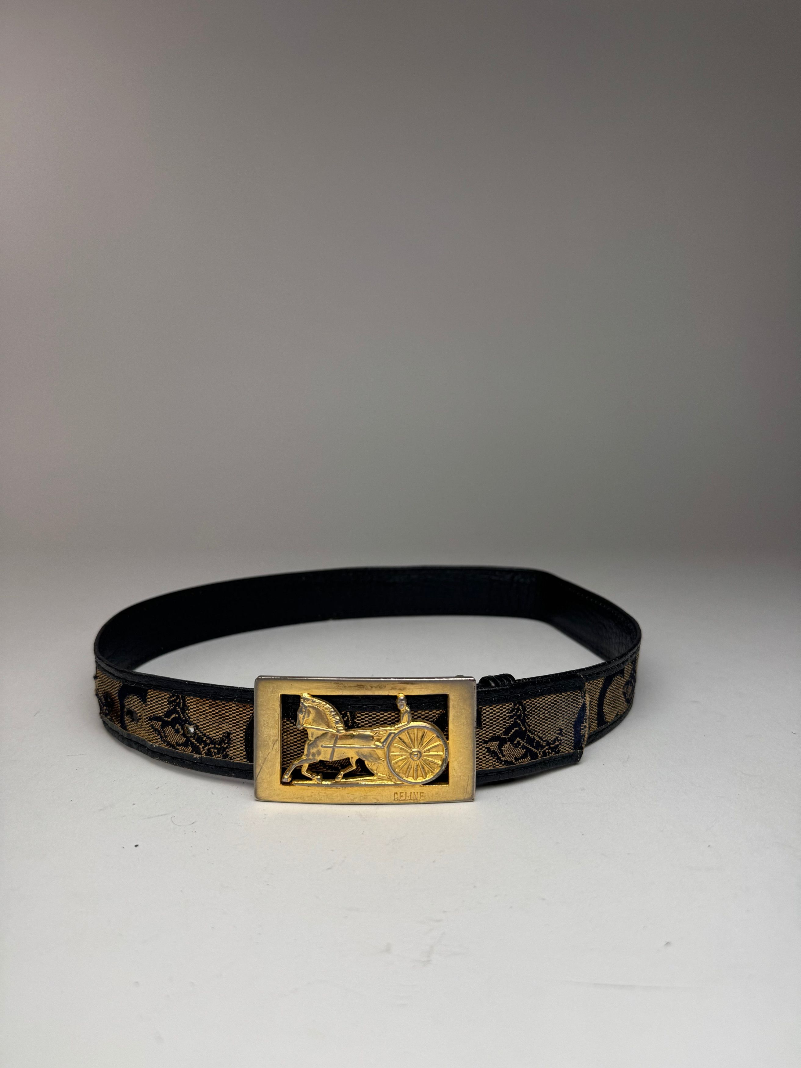 Celine Vintage Macadam Leather belt grey black Size ONE SIZE - 1 Thumbnail