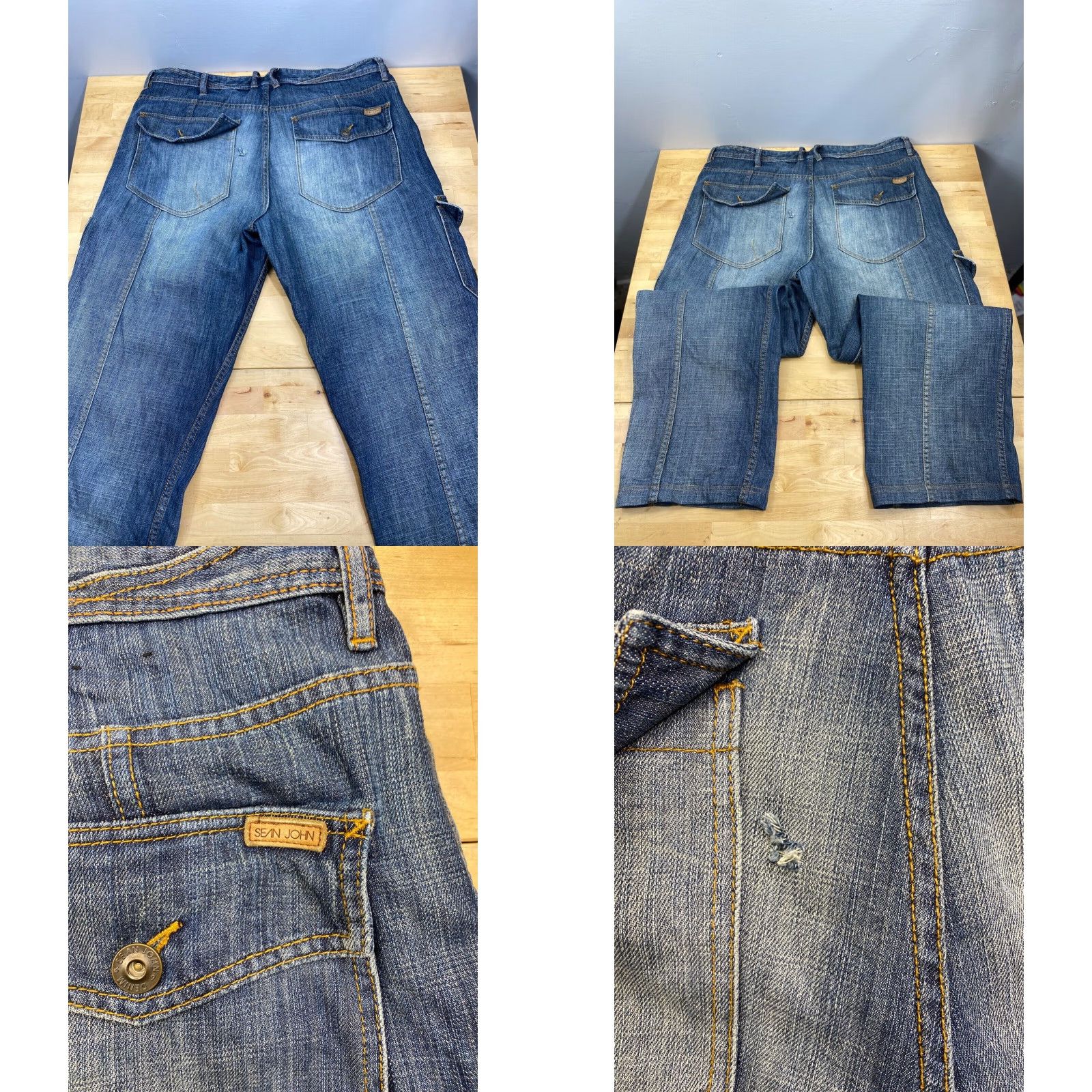 Sean John Sean John Denim Cargo Jeans Utlity 38x31 Blue Jeans Men 38 Inseam 31 Relaxed Straight Denim Blue 38 Mens Size US 38 / EU 54 - 8 Thumbnail
