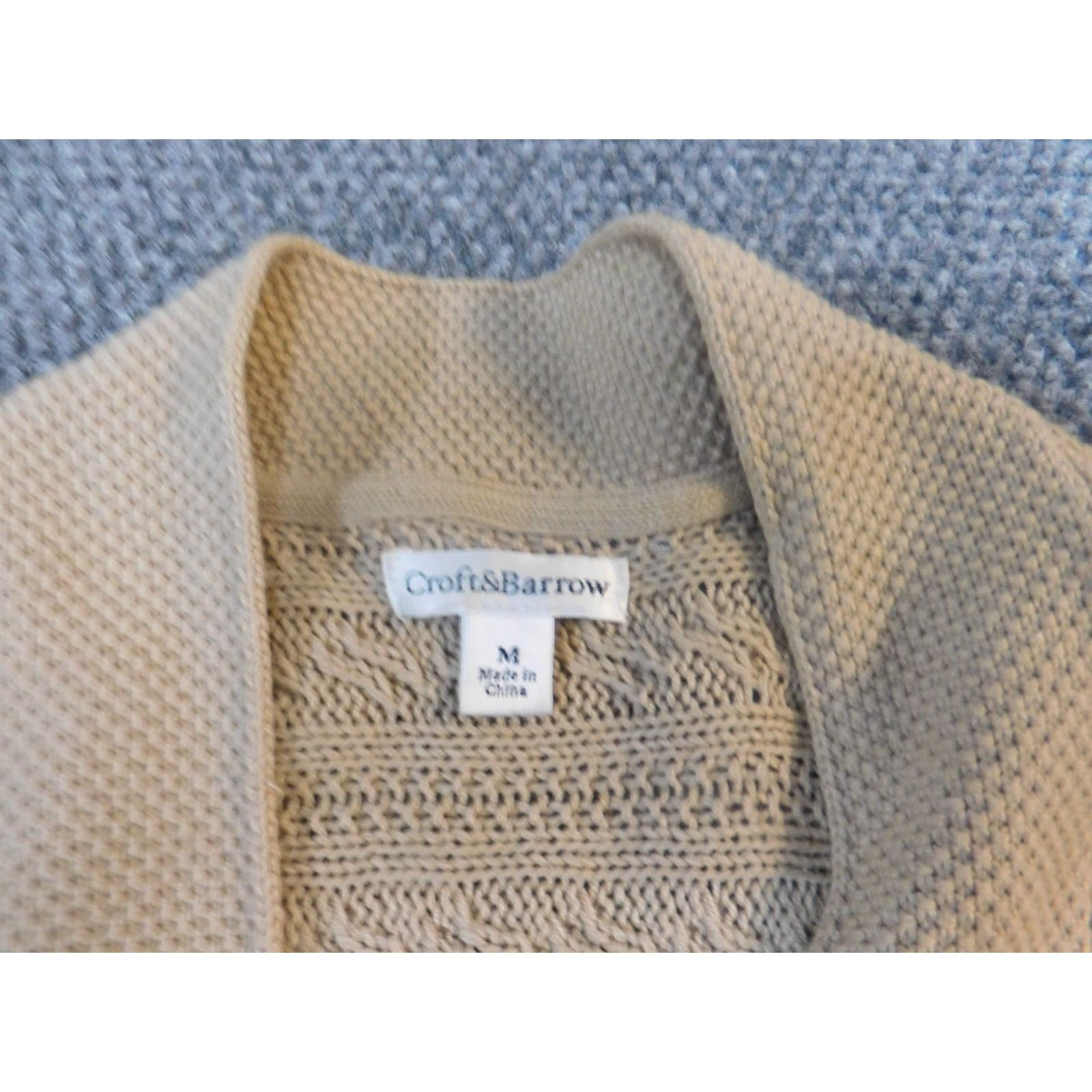 Croft & Barrow Croft & Barrow Womens Cardigan Sweater Regular Medium Beige Knit Cotton Long Sleeve Crew Neck Size M / US 6-8 / IT 42-44 - 4 Thumbnail
