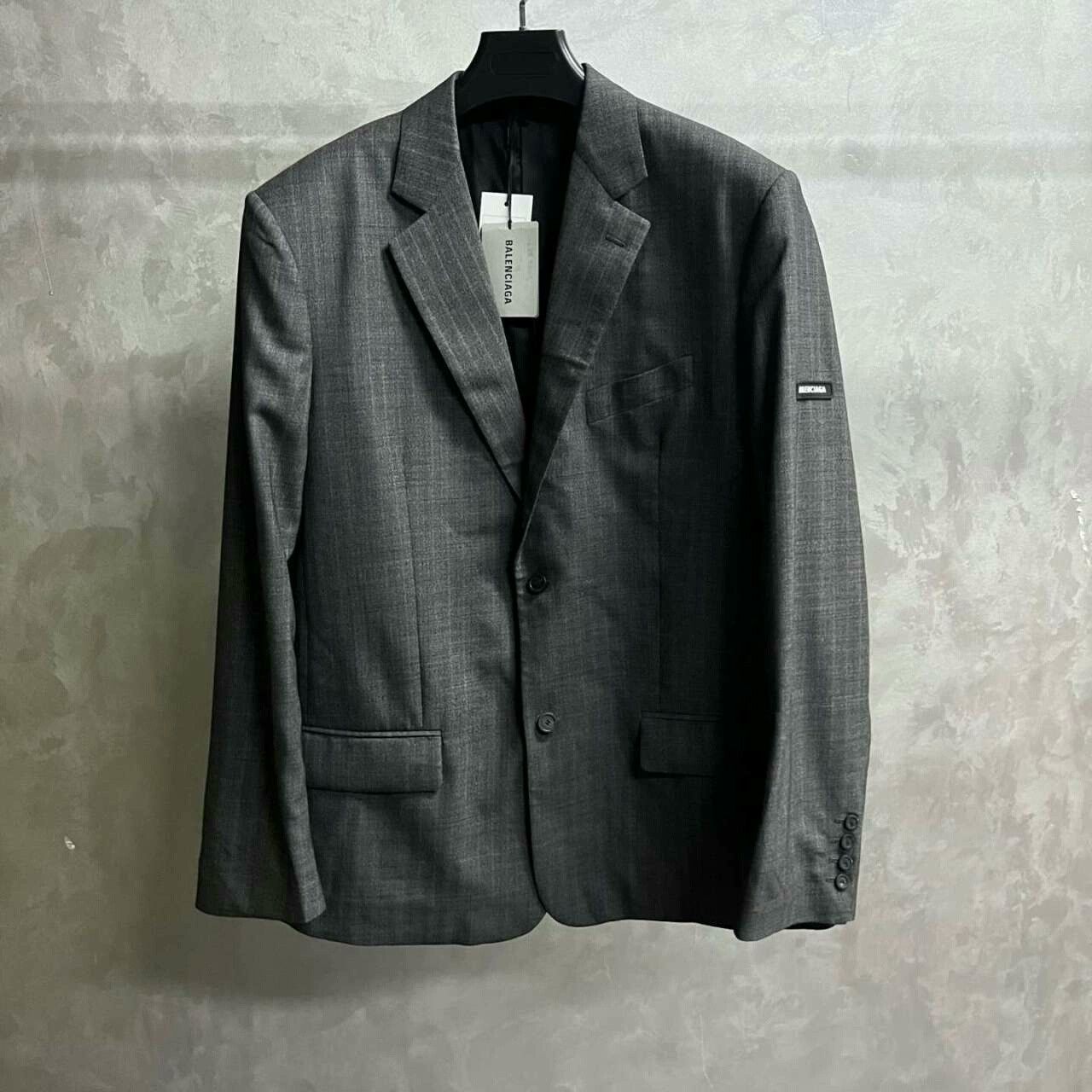 Balenciaga Balenciaga Dark Gray Logo V-Neck Jacket Size US S / EU 44-46 / 1 - 1 Thumbnail