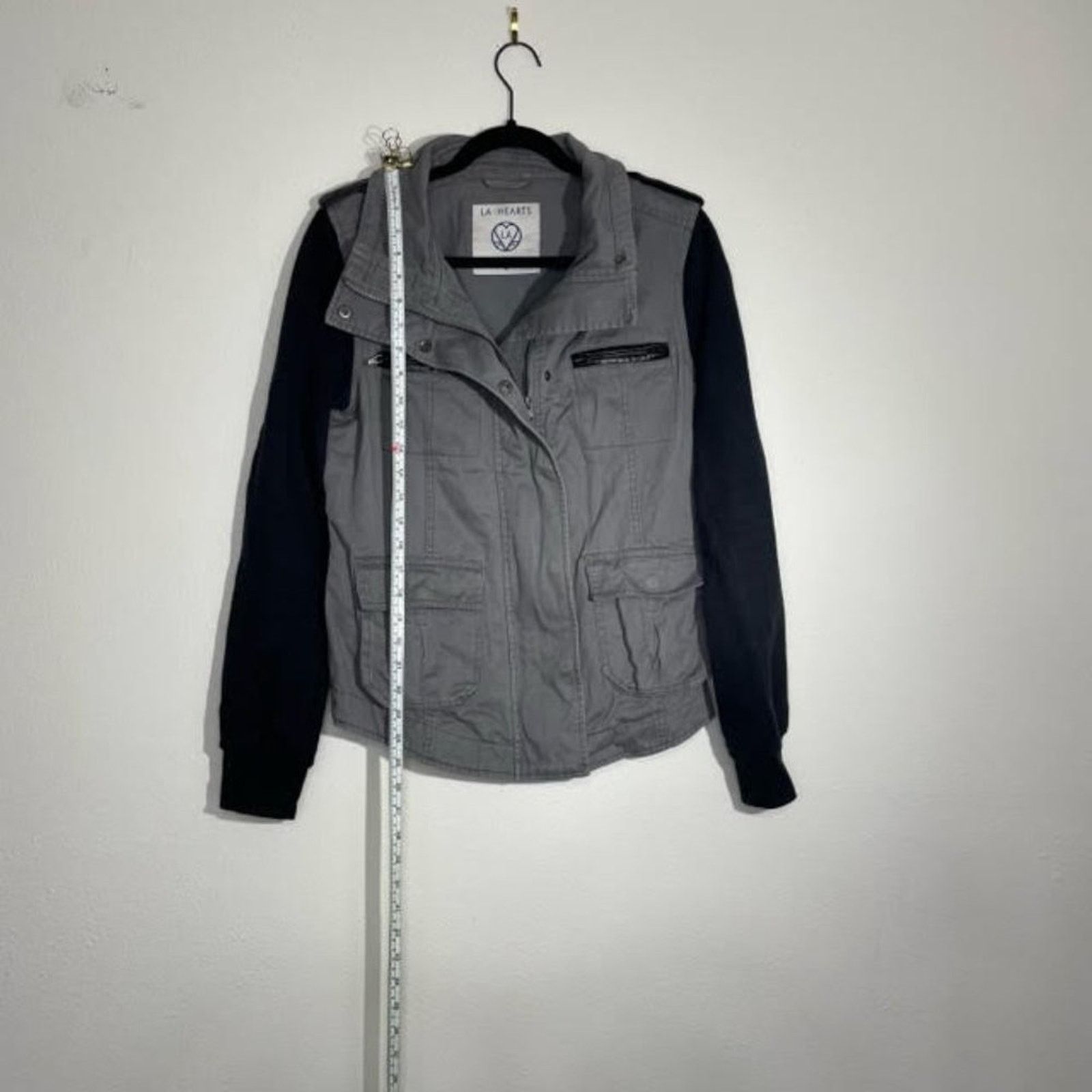 Other LA Hearts Black Gray Cargo Zip Up Hoodie Hybrid Jacket Size M / US 6-8 / IT 42-44 - 2 Thumbnail