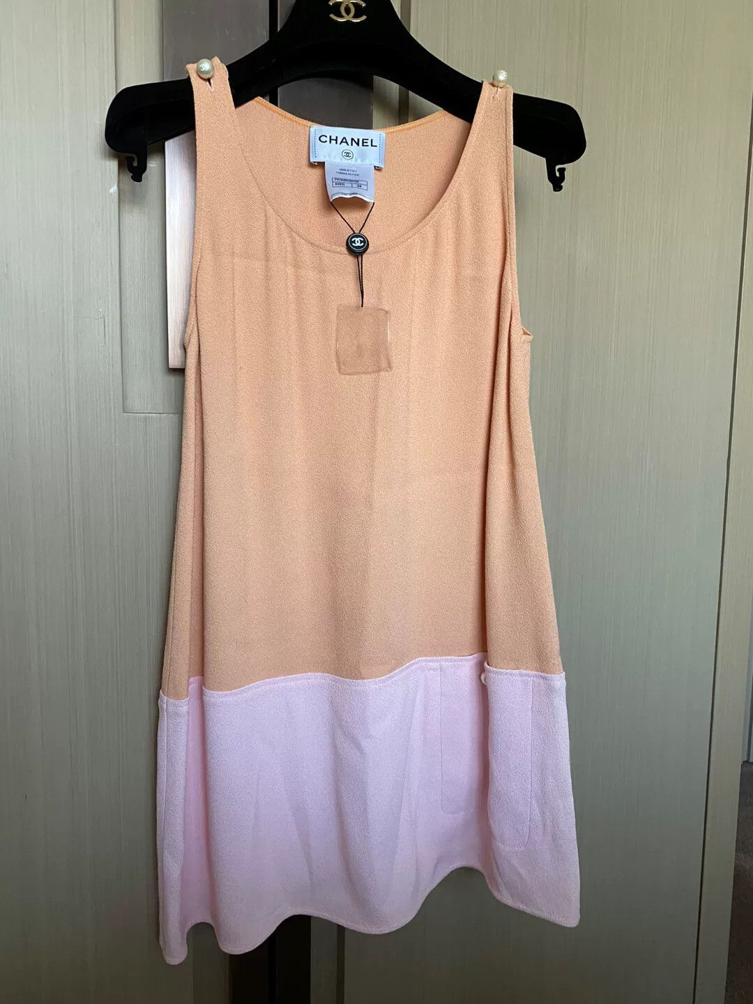 chanel color block sleeveless dress