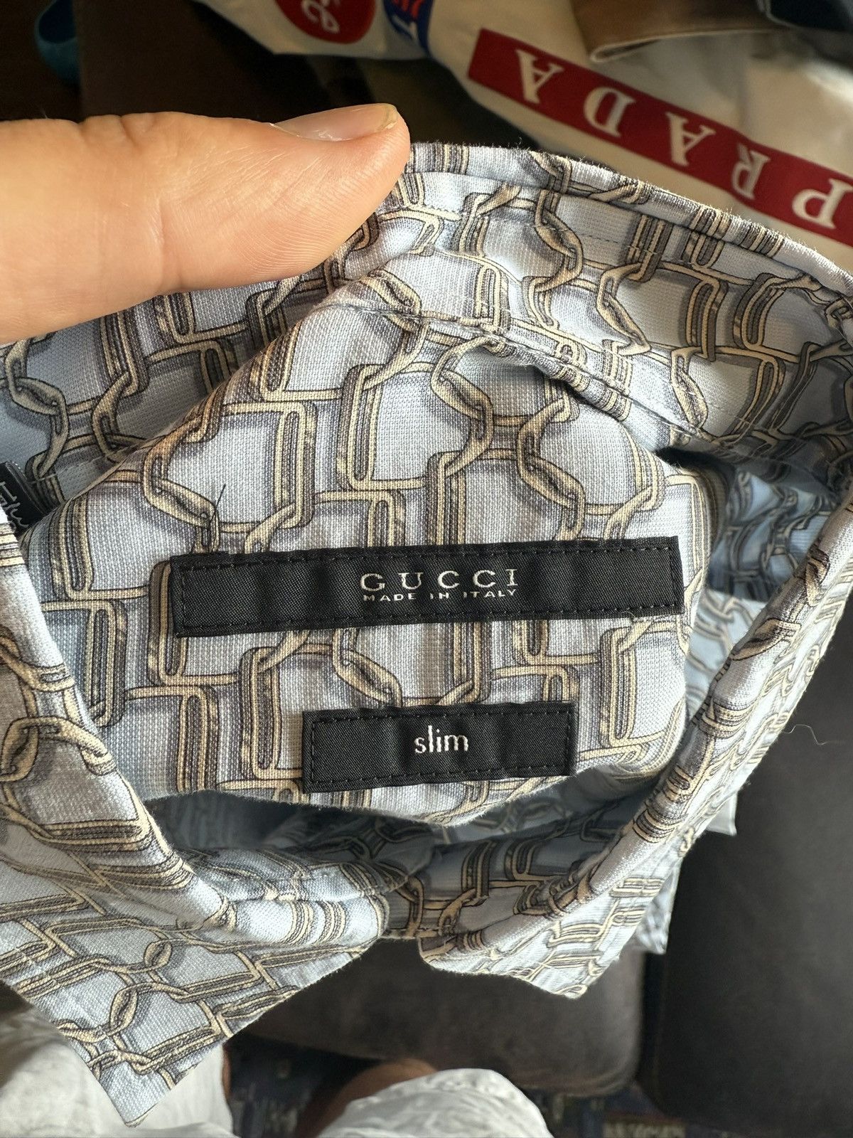 Gucci Slim Fit Shirt with All-Over Chain Print Size US M / EU 48-50 / 2 - 10 Thumbnail