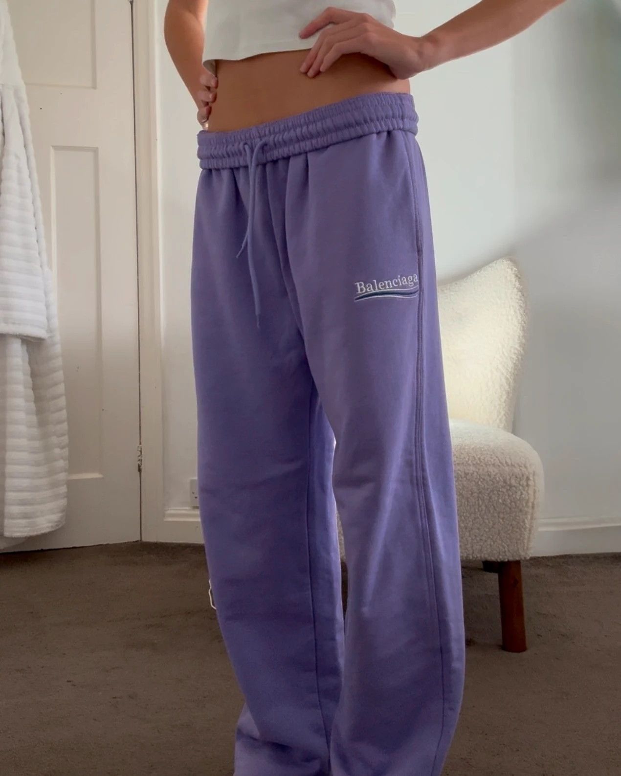 Balenciaga Lilac purple wide leg track pants Size 27" / US 4 / IT 40 - 2 Thumbnail