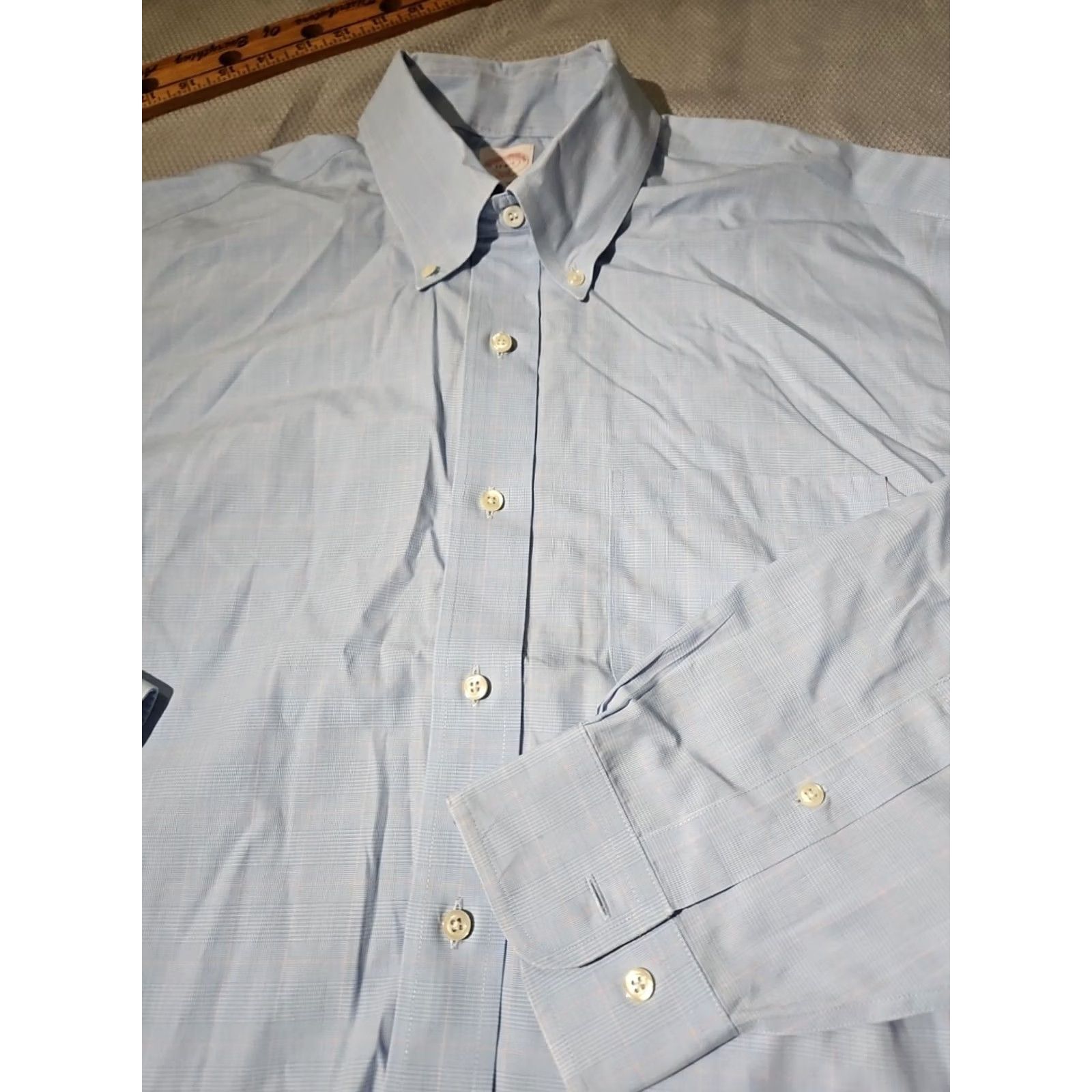 Brooks Brothers Brooks Brothers Shirt Mens 17 6/7 Blue Button Preppy Luxury Oxford Non-Iron Dress Shirt Regular Long Sleeve Size US XL / EU 56 / 4 - 2 Thumbnail