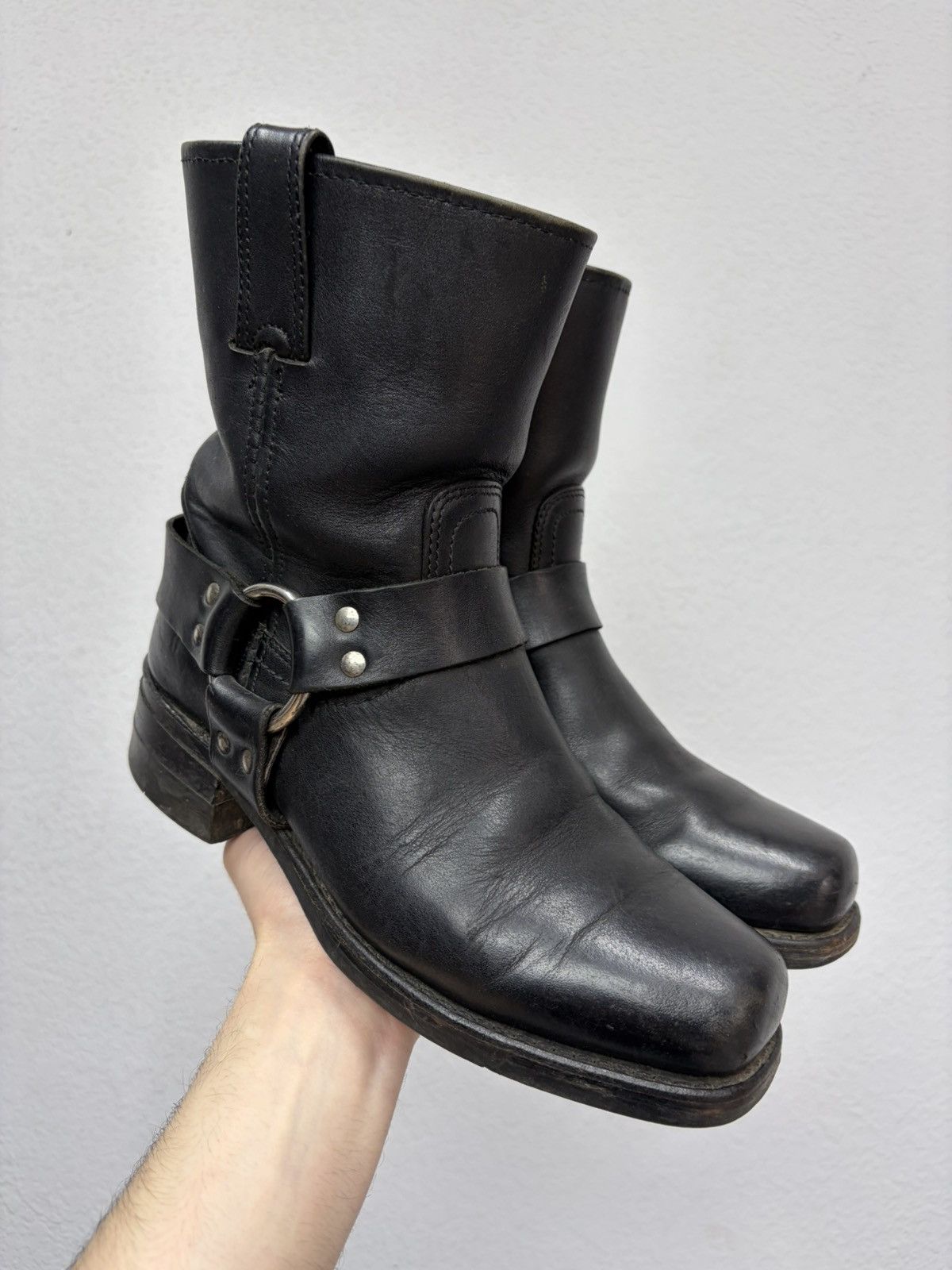 Artisan Black Harness High Guidi Vibe Leather Biker Boots