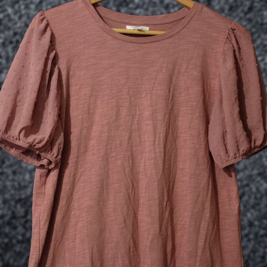 Vintage Maurices Top ShortSleeve Old Rose Pink Soft Stretch Women's L Shirt Pink Lace 90s Rose Style Womens L Size L / US 10 / IT 46 - 1 Thumbnail