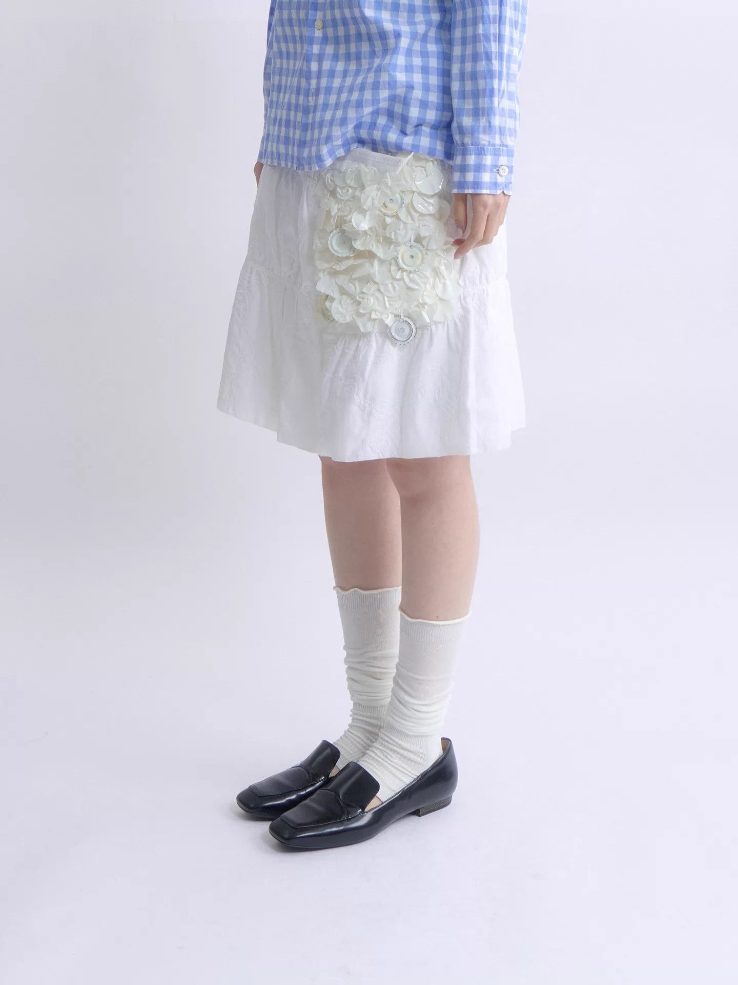 Prada PRADA 06SS White 3D Floral Embroidered Cotton Skirt Size 26" / US 2 / IT 38 - 3 Thumbnail