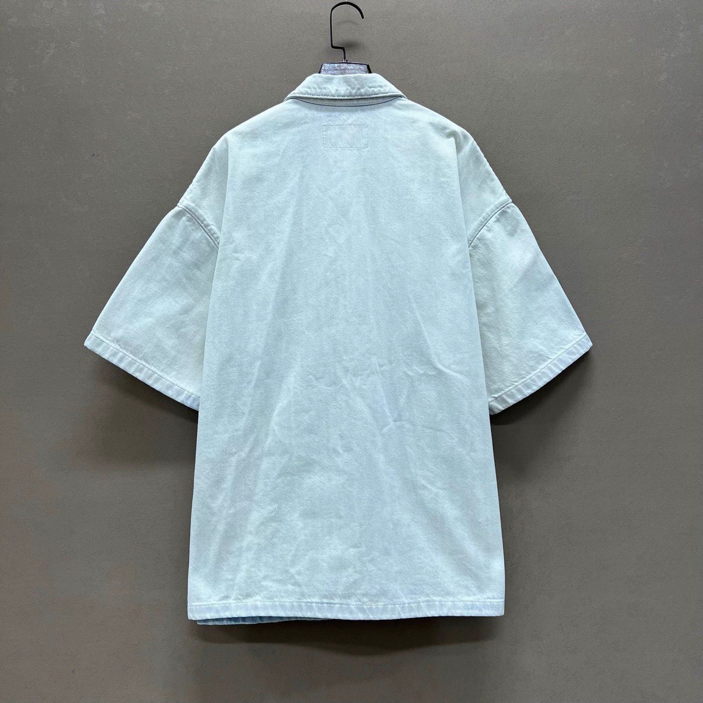 Prada Prada Short Sleeve Denim Shirt Washed Pocket Triangle M Size US M / EU 48-50 / 2 - 2 Thumbnail