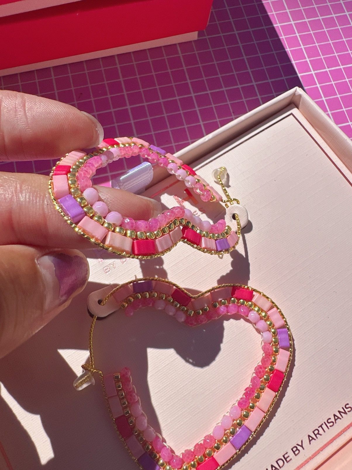 Designer RUSH BY DENIS & CHARLES earrings heart shaped beaded loops Size ONE SIZE - 4 Thumbnail