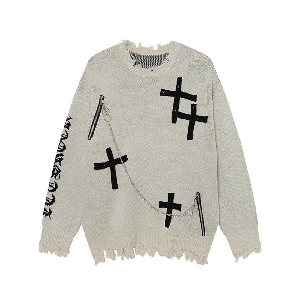 Vintage men's zipper round neck cross sweater Size US M / EU 48-50 / 2 - 1 Thumbnail