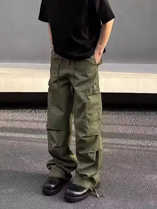 Japanese Brand × Vintage Street Style Green Paratrooper Straight Leg Cargo Pants Size US 32 / EU 48 - 1 Thumbnail