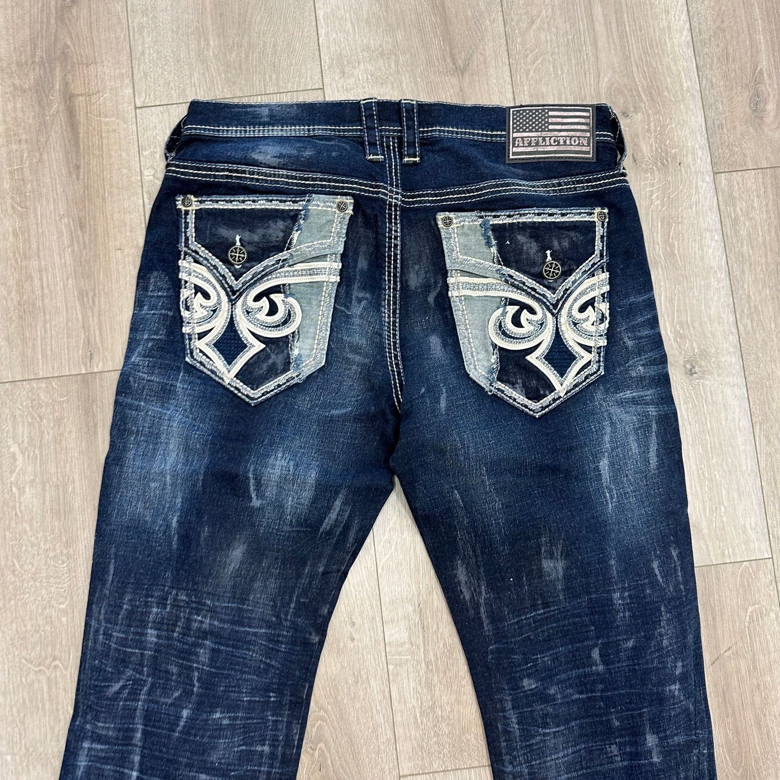 Affliction New Affliction Blake Baron Straight Denim Jeans size 34 B20 Size US 34 / EU 50 - 9 Thumbnail