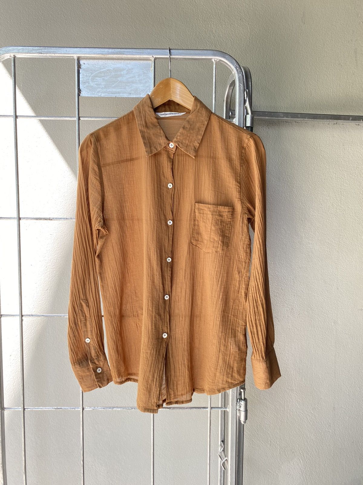 OPEN YY THE OPEN PRODUCT Sheer Brown Long-Sleeve Shirt Size S / US 4 / IT 40 - 8 Thumbnail