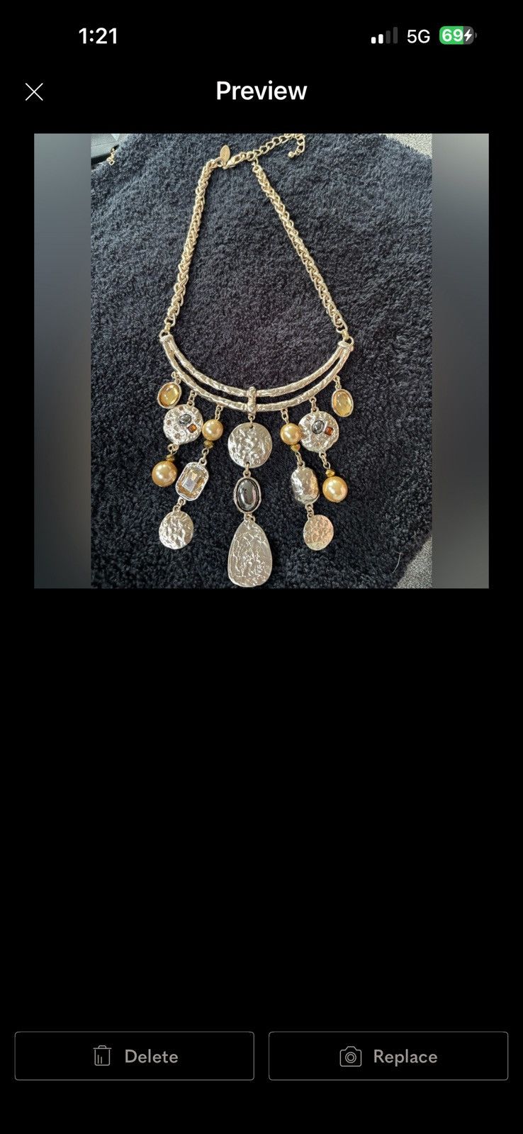 Chicos Chico's Gold-Tone Multi Charm Necklace with Amber Accents Size ONE SIZE - 4 Thumbnail