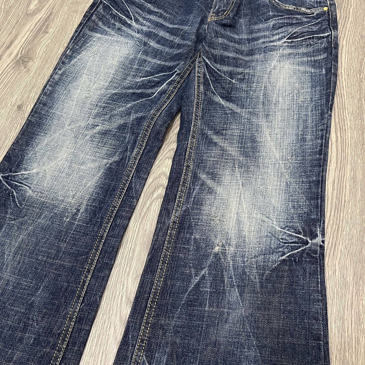 Japanese Brand Flared Pant Bluevirus Flower Embroidery Ifsix Lgb Style Size US 31 - 8 Thumbnail
