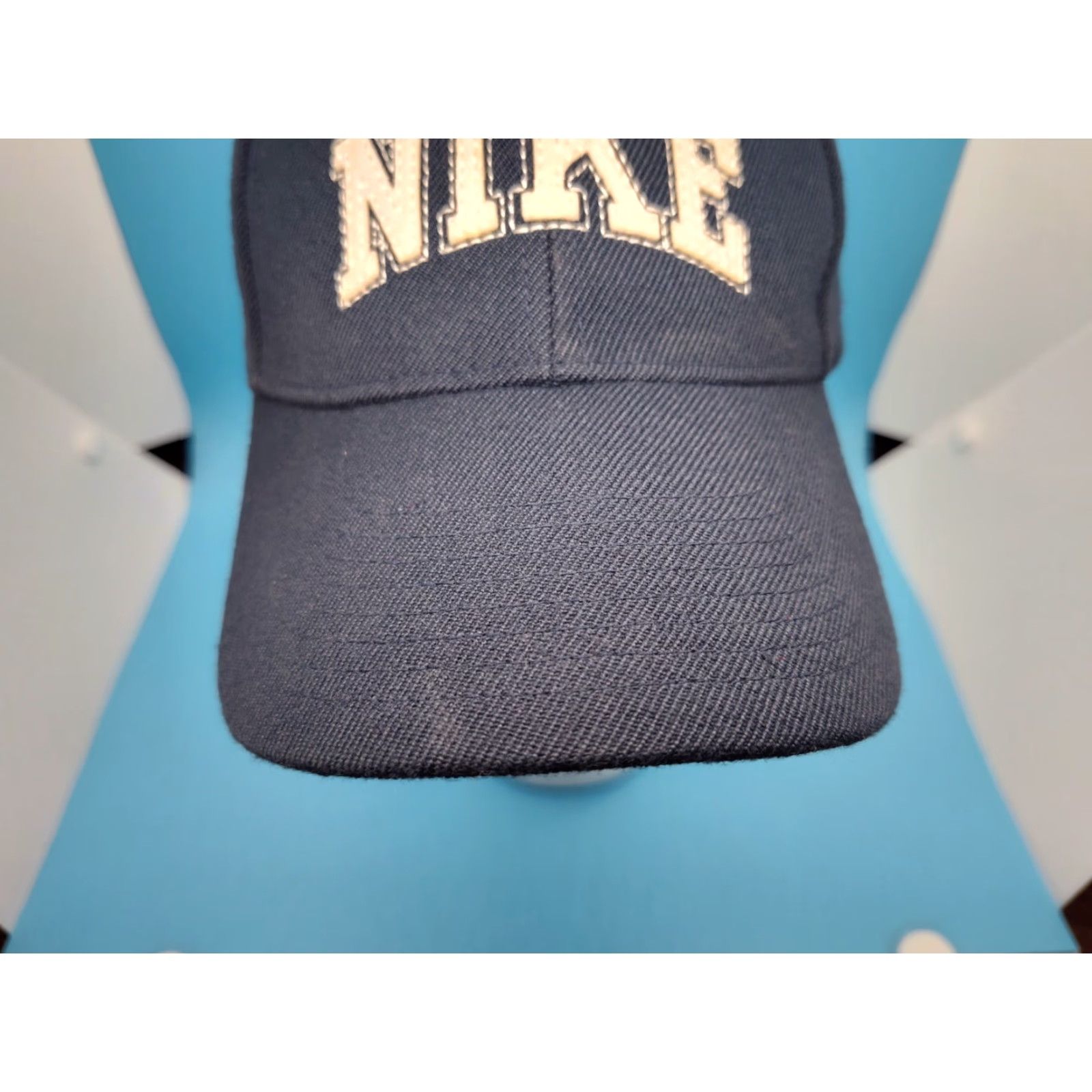 Nike VINTAGE Nike Baseball Cap Adjustable Blue White Spell Out Dad Hat Y2K Mens Size ONE SIZE - 2 Thumbnail