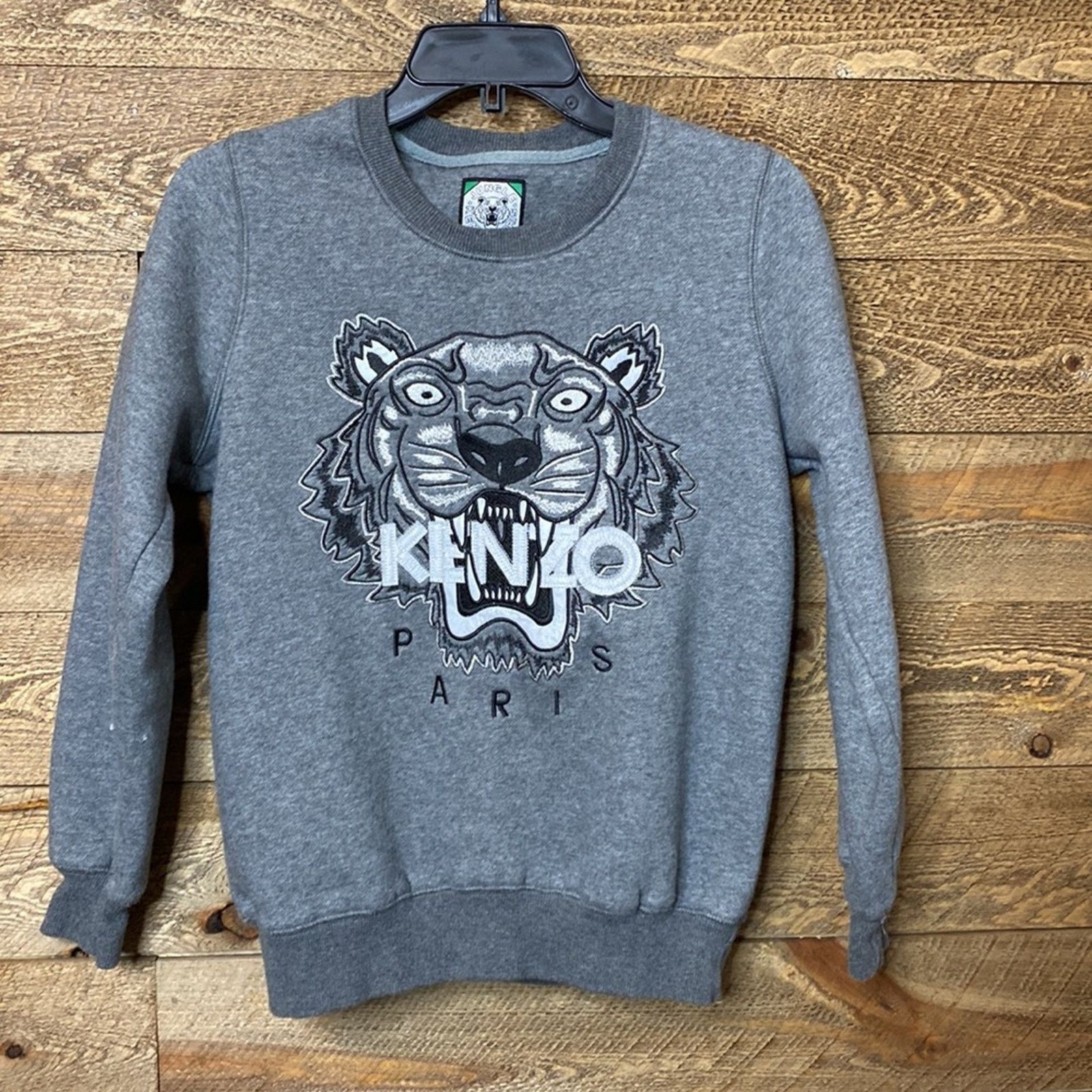 Kenzo Kenzo Paris Jungle Tiger embroidered sweatshirt Gray medium Grailed