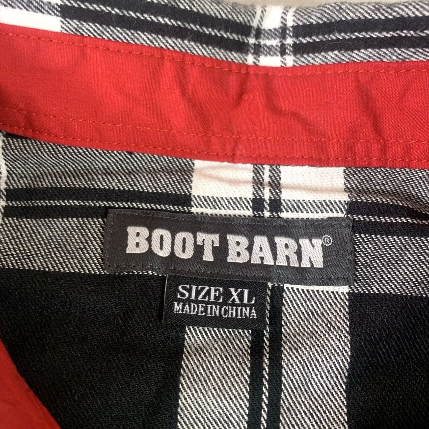 Vintage Boot Barn Shirt Plaid Flannel Pearl Snap Mens XL NWOT Black White Size US XL / EU 56 / 4 - 2 Thumbnail