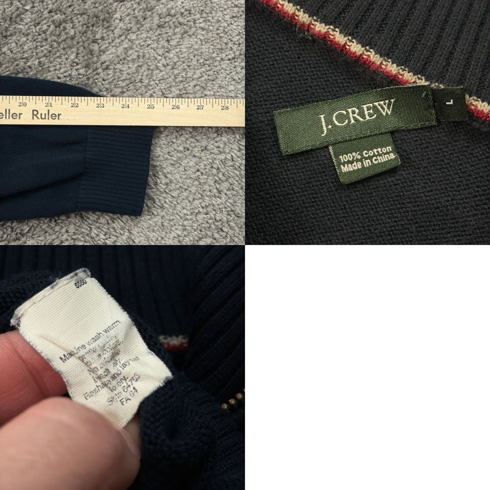 J.Crew VINTAGE J.CREW Sweater Mens L Blue Knit 1/4 Zip Pullover Long Sleeve 100% Cotton Warmth Size US L / EU 52-54 / 3 - 8 Thumbnail