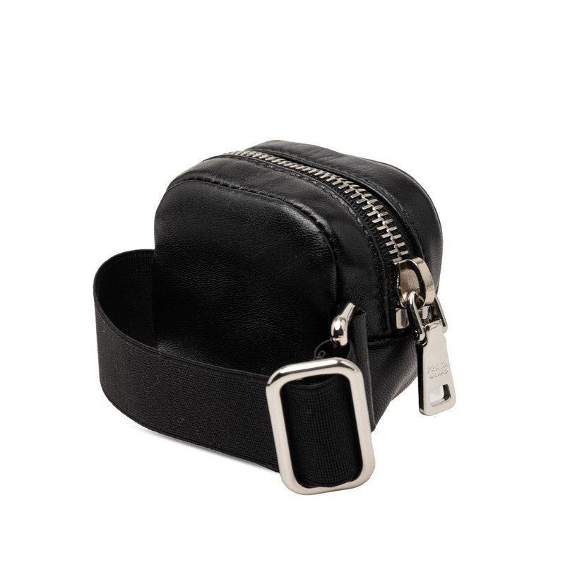 Prada Prada Triangle Logo Plate Elastic Band Mini Pouch Black Size ONE SIZE - 2 Thumbnail