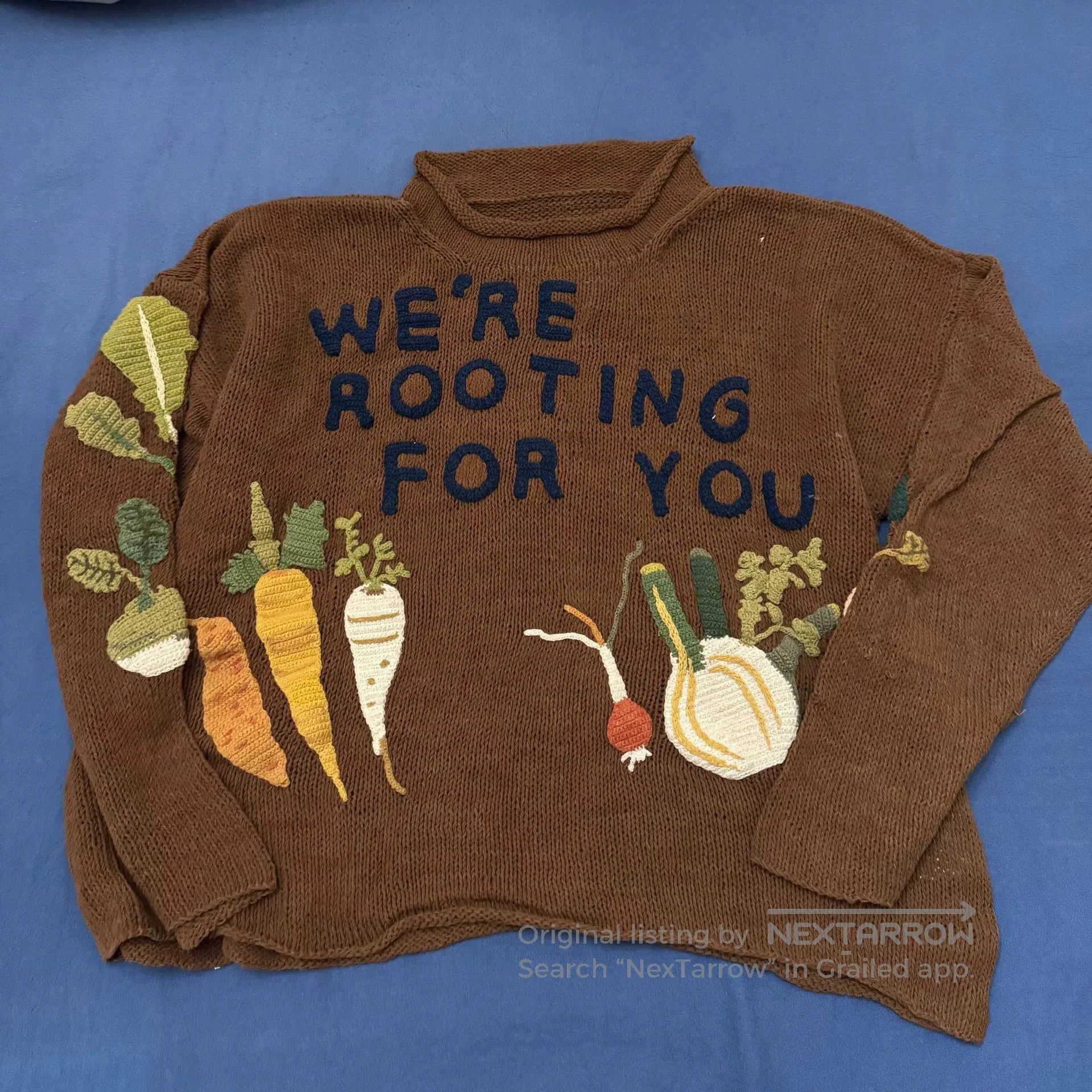 Story Mfg. brown knit cardigan with vegetable pattern. Size M / US 6-8 / IT 42-44 - 1 Thumbnail