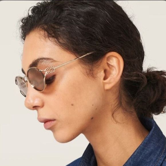 Miu Miu NEW MIU MIU SMU 52Y ZVN20F OVAL WOMEN SUNGLASSES MU52YS ZVN2 Size ONE SIZE - 5 Thumbnail