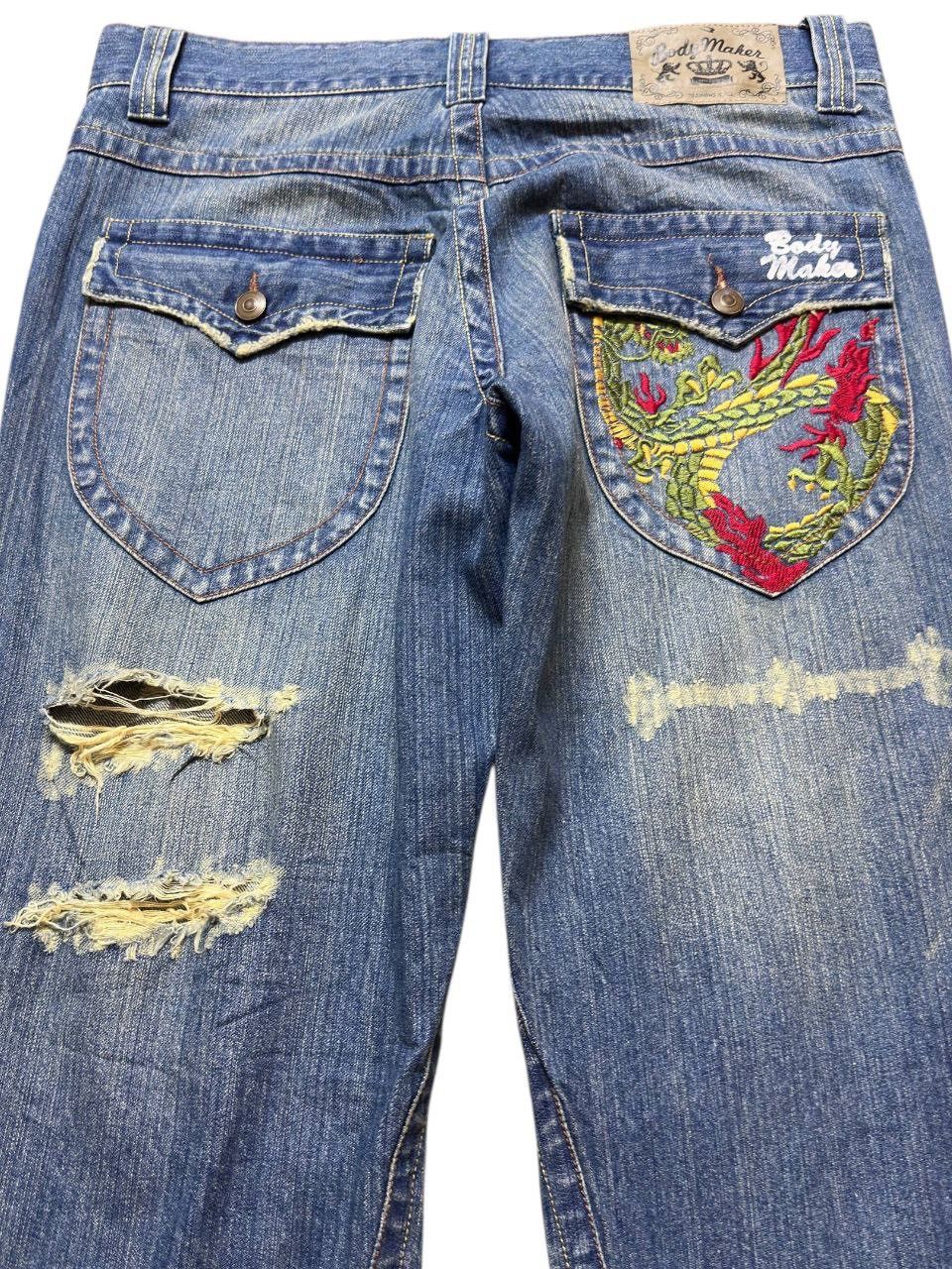 Tornado Mart Vintage Body Maker Flare Dragon Embroidery Pocket Denim Size US 33 - 5 Thumbnail