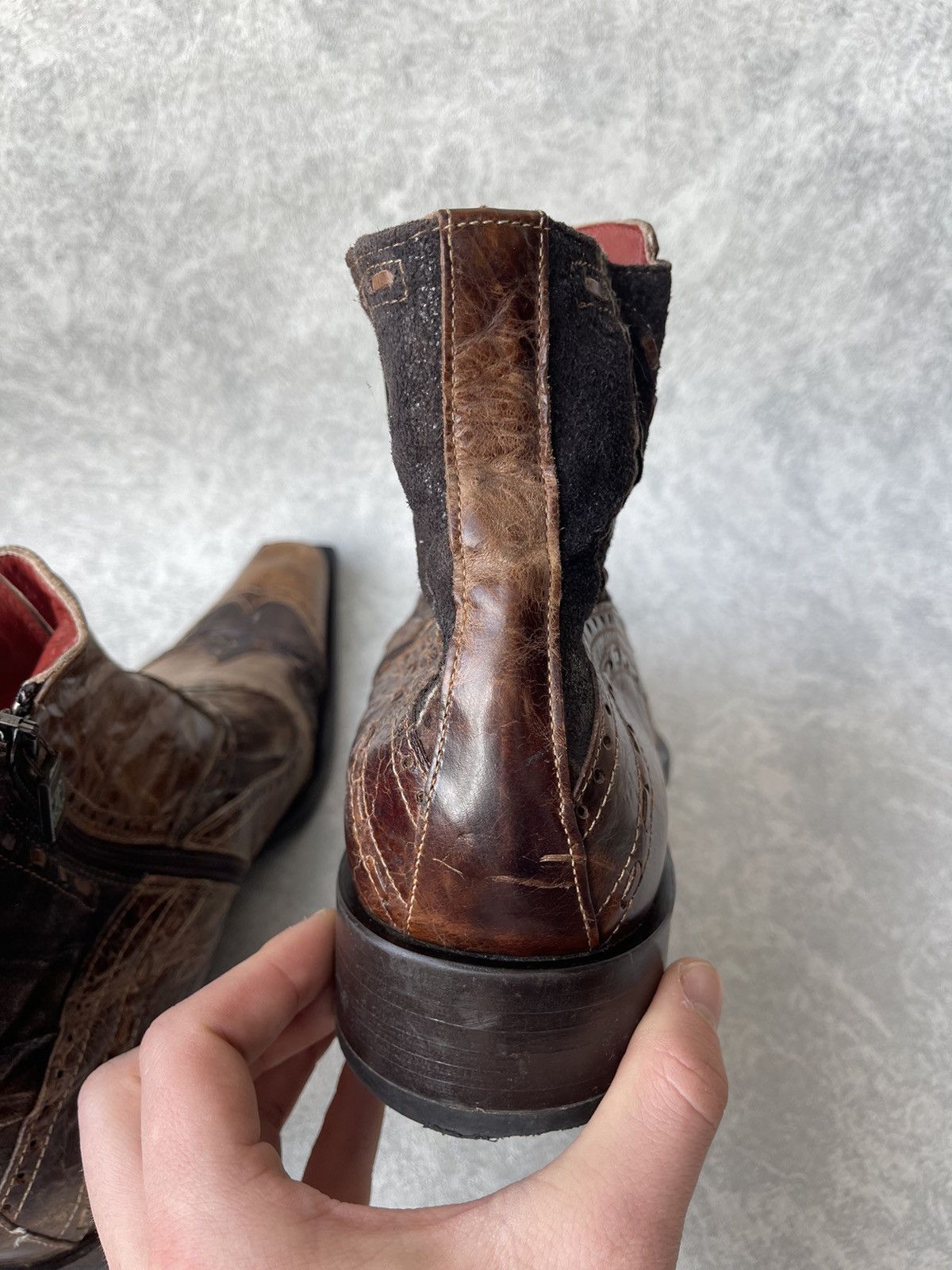 Jo Ghost GHOST Italy Distressed Leather Square Toe Boots Archive Y2K Size US 8 / EU 41 - 19 Thumbnail