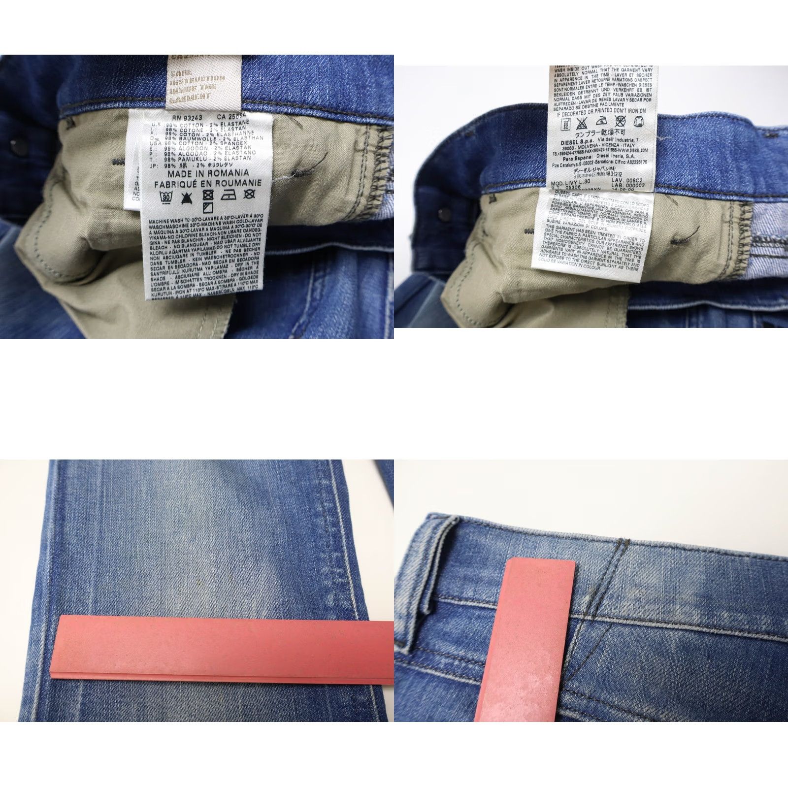 Diesel DIESEL Livy Stretch 008C2 Jeans Women's W28/L30 Slim Blue Faded Studded Slim Fit Jeans Women L/28 Size 28" / US 6 / IT 42 - 8 Thumbnail