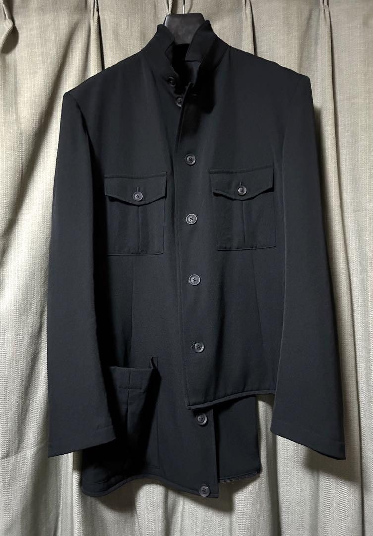 Yohji Yamamoto POUR HOMME 19aw Wool gabardine stand collar zip coat Size US L / EU 52-54 / 3 - 9 Thumbnail