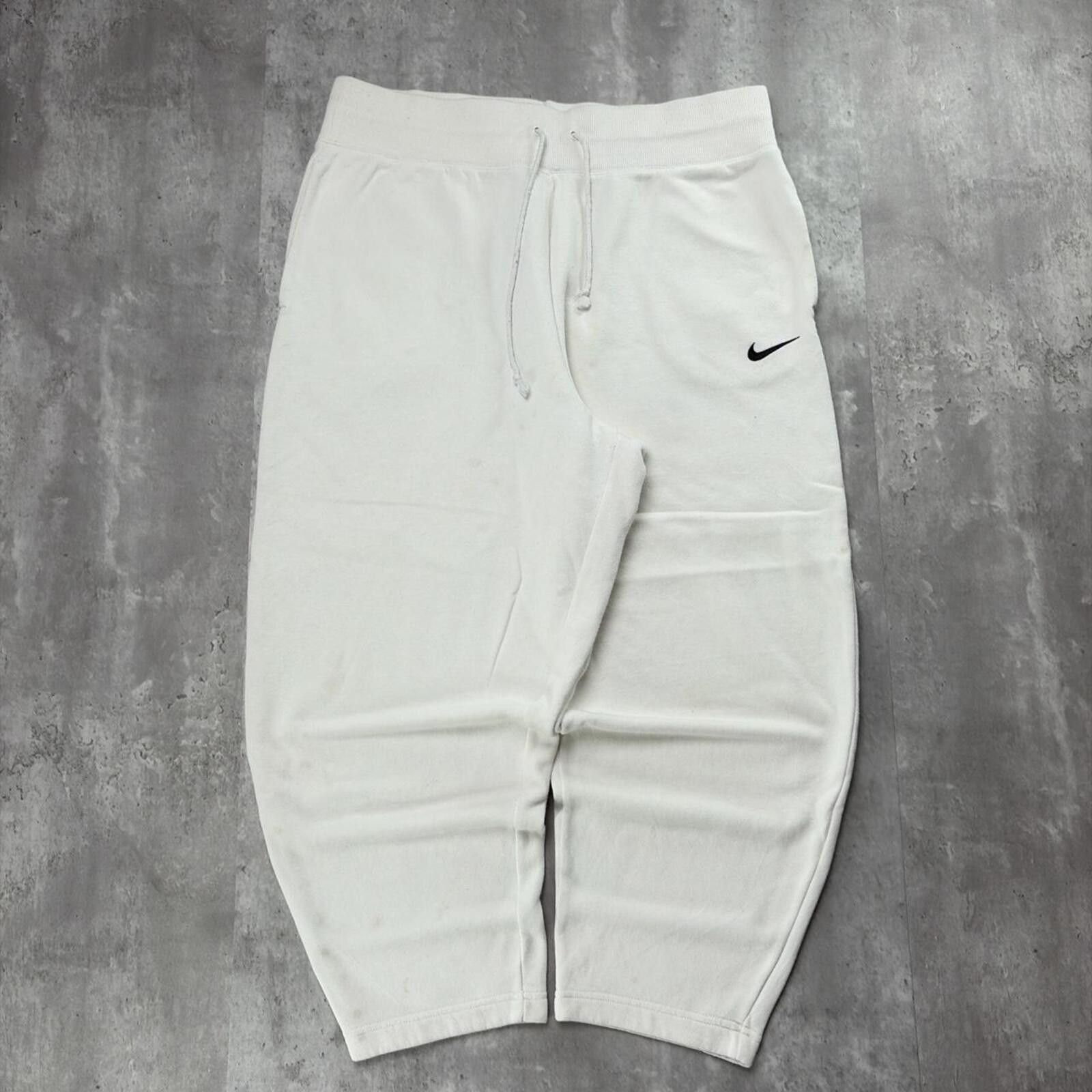 Nike Y2K White Nike Swoosh Grunge Baggy Skater Sweatpants Size 40" / US 18 - 1 Thumbnail