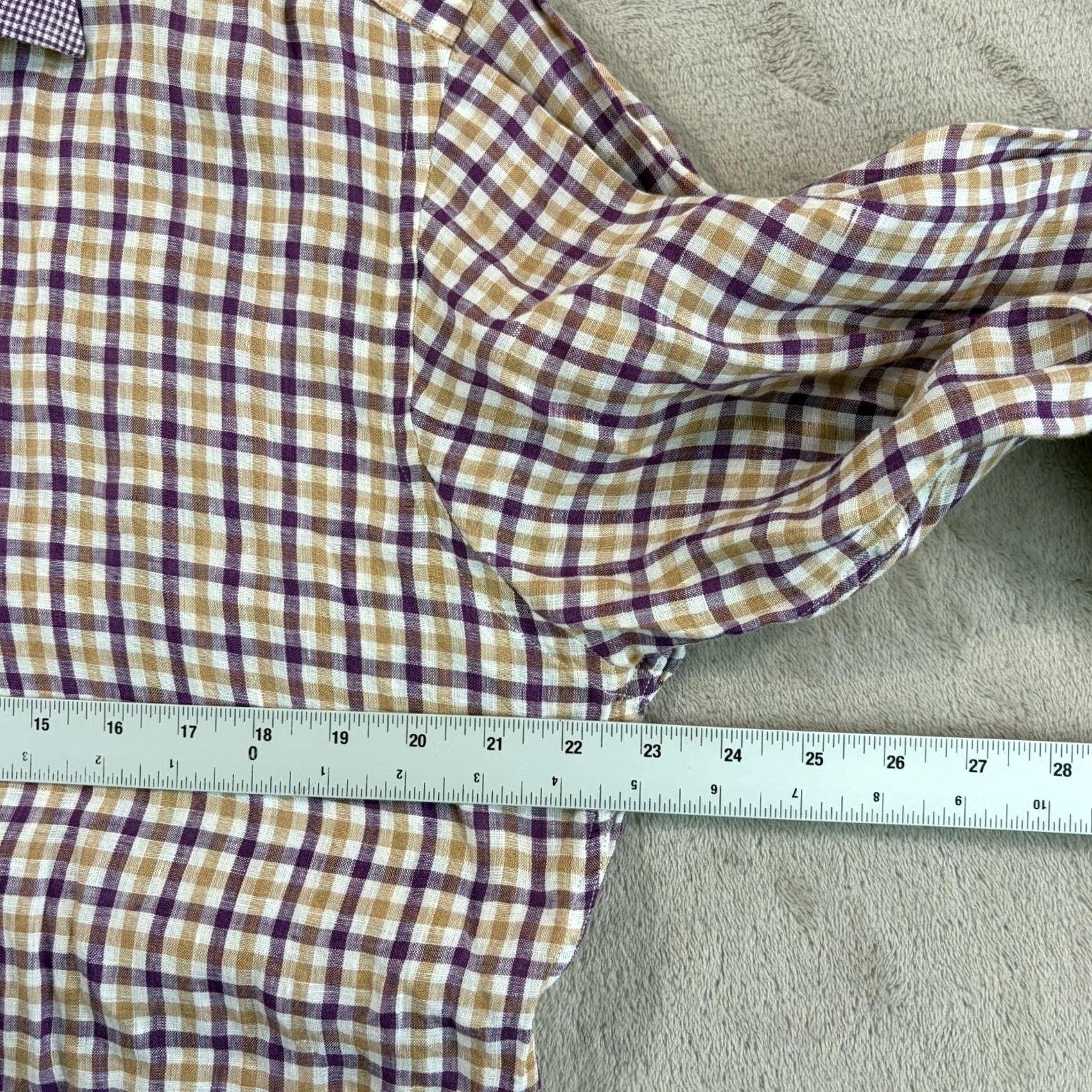 Etro ETRO Milano Slim Fit Dress Shirt 43 Multi Plaid 100% Linen Italy Contras Collar Size 46R - 5 Thumbnail