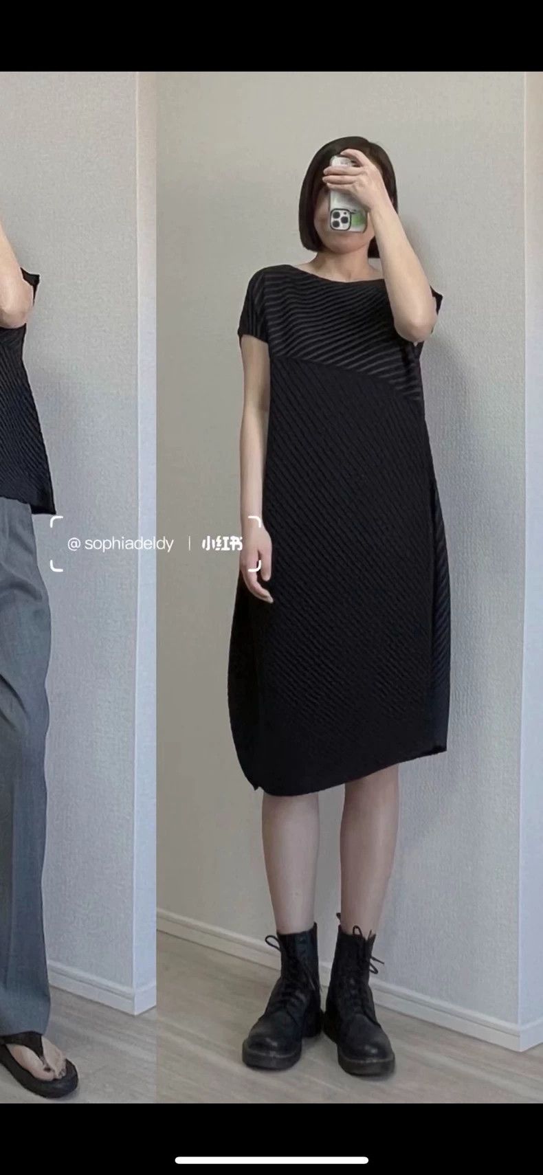 Issey Miyake Issey Miyake size:2 Black diagonal striped dress Size M / US 6-8 / IT 42-44 - 1 Thumbnail