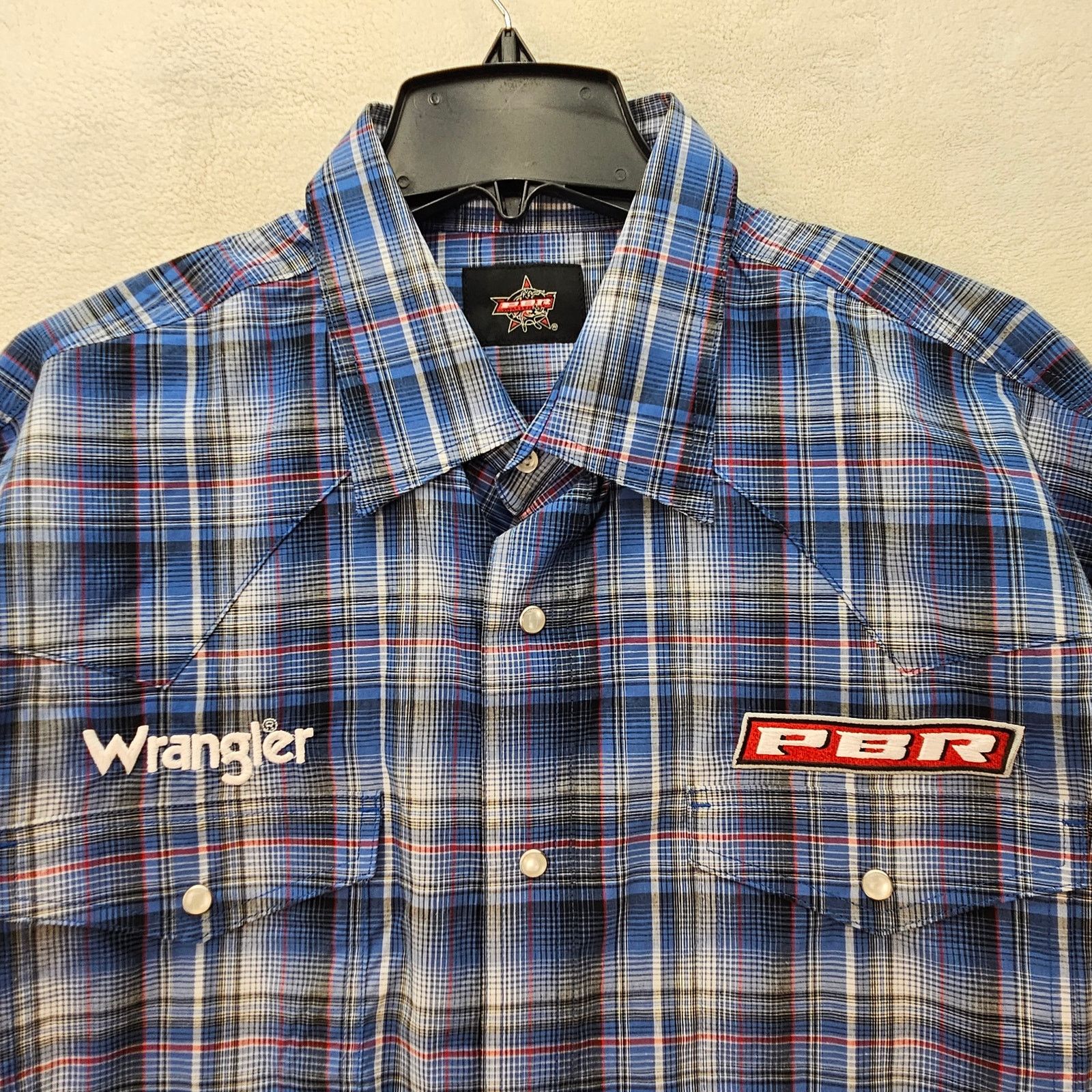 Wrangler WRANGLER PBR PLAID MEN'S 2XT PEARL SNAP WESTERN SHIRT NWT Size US XXL / EU 58 / 5 - 7 Thumbnail