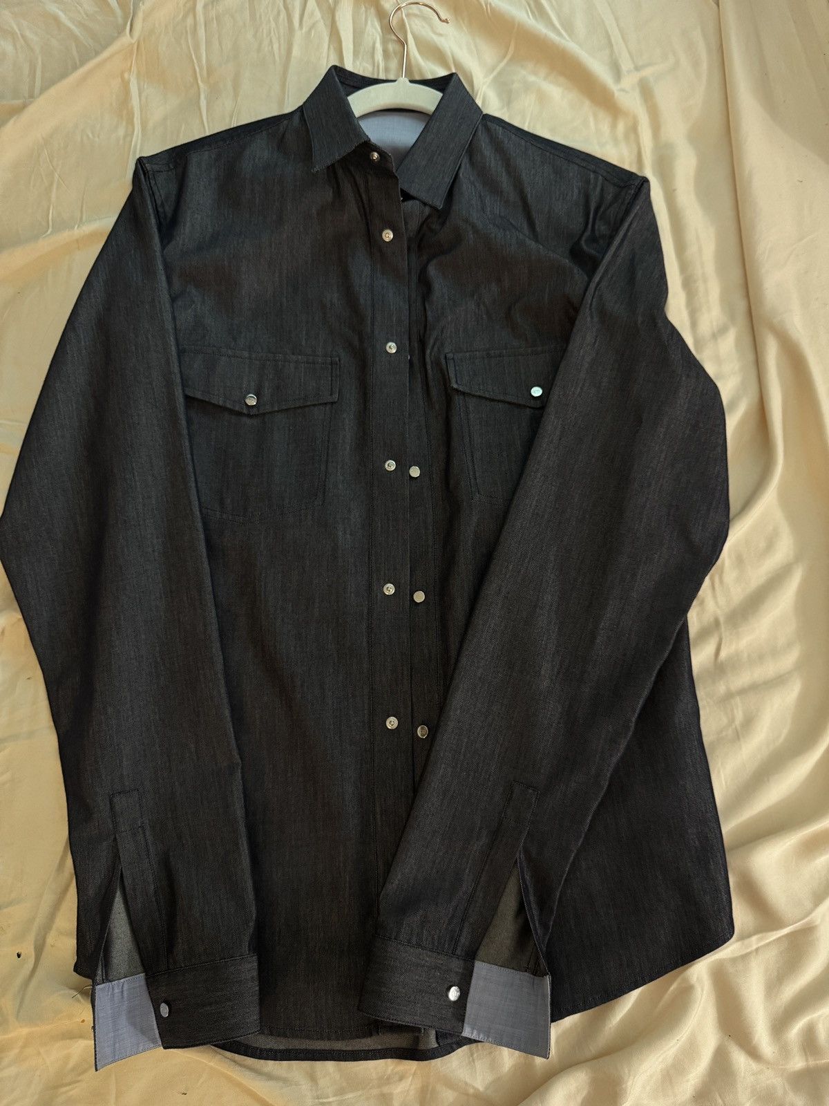 Dior Dior Cotton & Silk Blend Navy Shirt (Hedi Slimane) Size US S / EU 44-46 / 1 - 1 Thumbnail