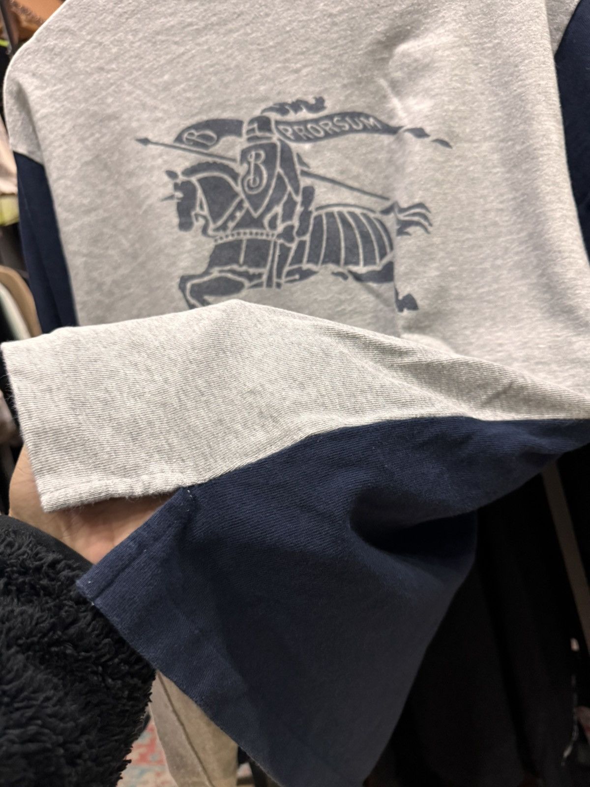 Burberry Prorsum 80s Burberrys USA Prorsum Knight Raglan Sweatshirt Grey Navy Size US M / EU 48-50 / 2 - 8 Thumbnail