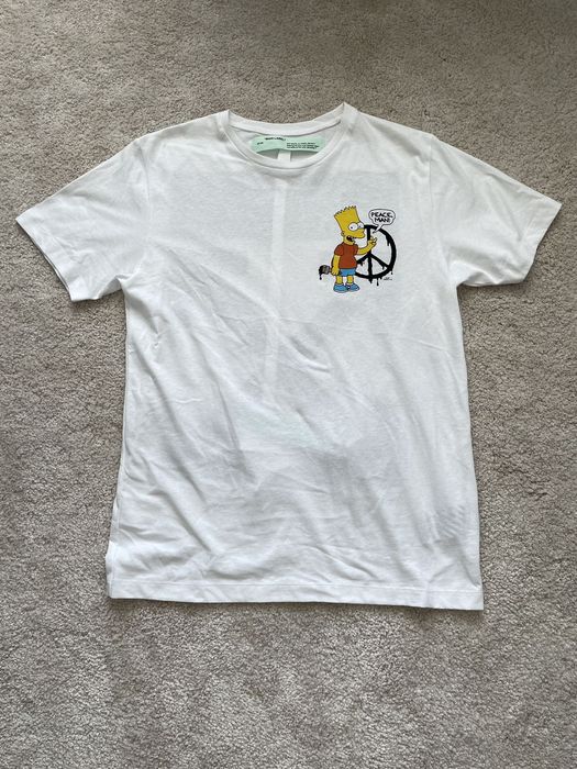 off white bart peace tee