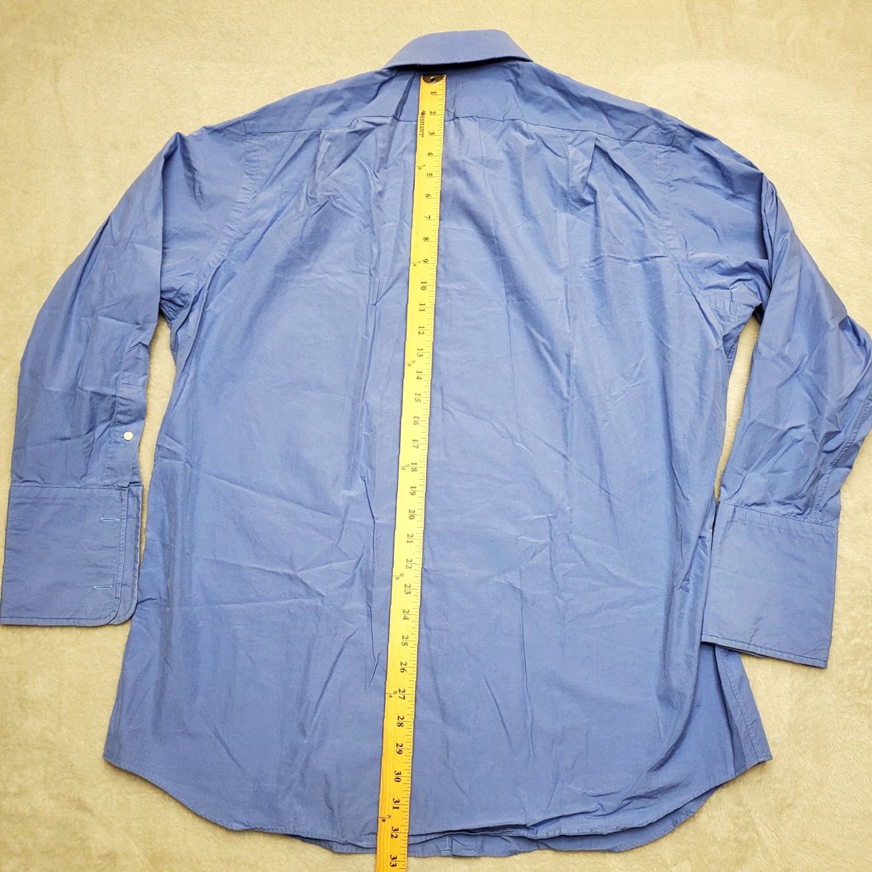 Imperial Paul Fredrick Shirt Mens 16.5 Blue Imperial Two Ply Broadcloth French Cuff Button-Up Long Sleeve Mens Shirt Size US XL / EU 56 / 4 - 7 Thumbnail