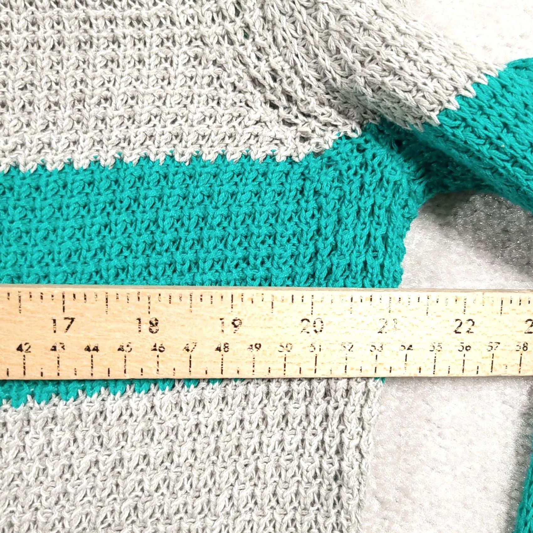 Vintage a.n.a Sweater Women's XL Green Gray Striped Long Sleeve Round Neck Open Knit Size XL / US 12-14 / IT 48-50 - 7 Thumbnail