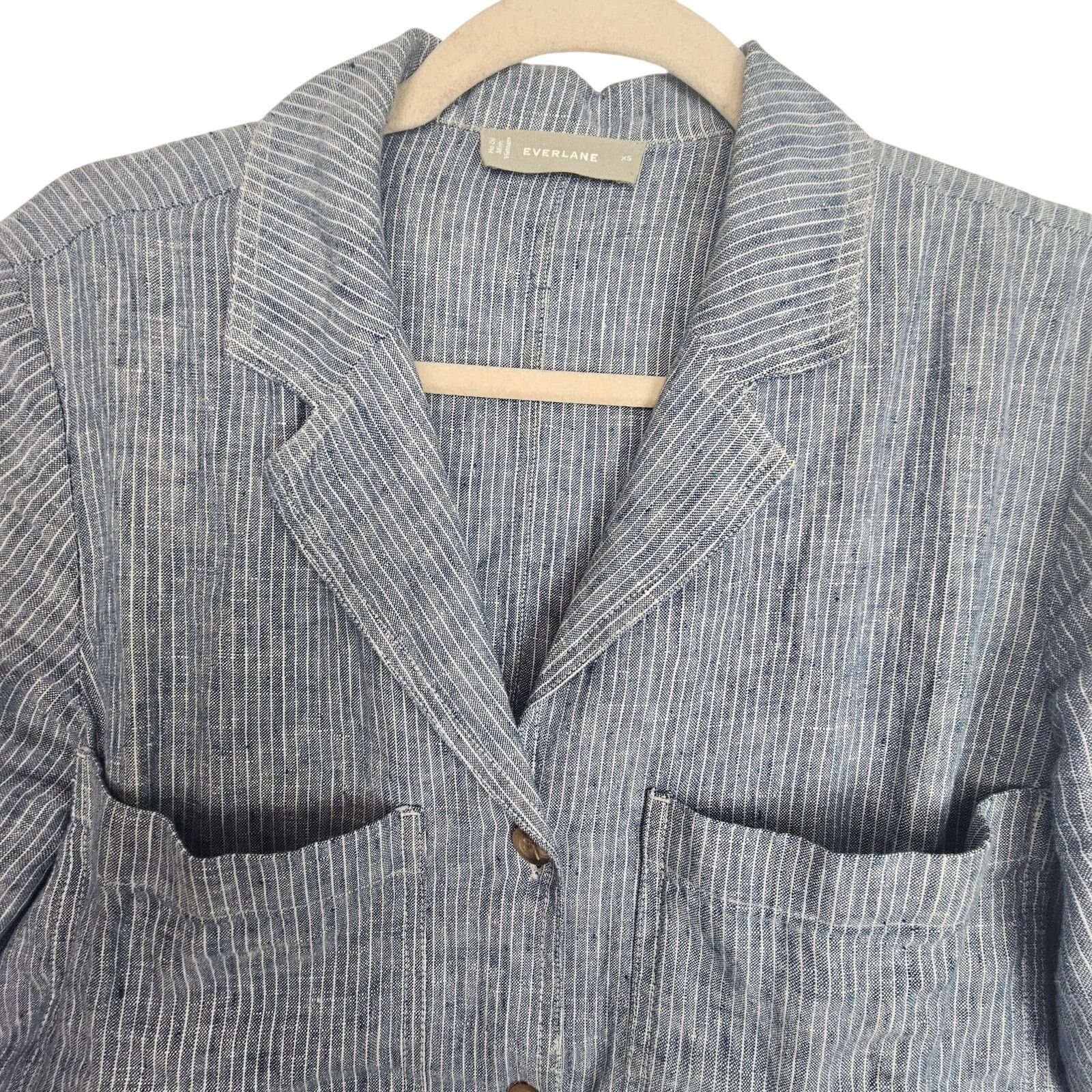 Everlane Everlane Women Striped Linen Button Shirt XS Boxy Resortwear Size XS / US 0-2 / IT 36-38 - 2 Thumbnail